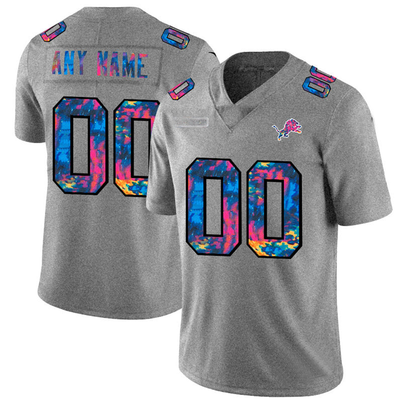 Custom1 Detroit Lions Multi-Color 2020 Crucial Catch Vapor Untouchable Limited Jerseys Greyheather Stitched American Football Jerseys