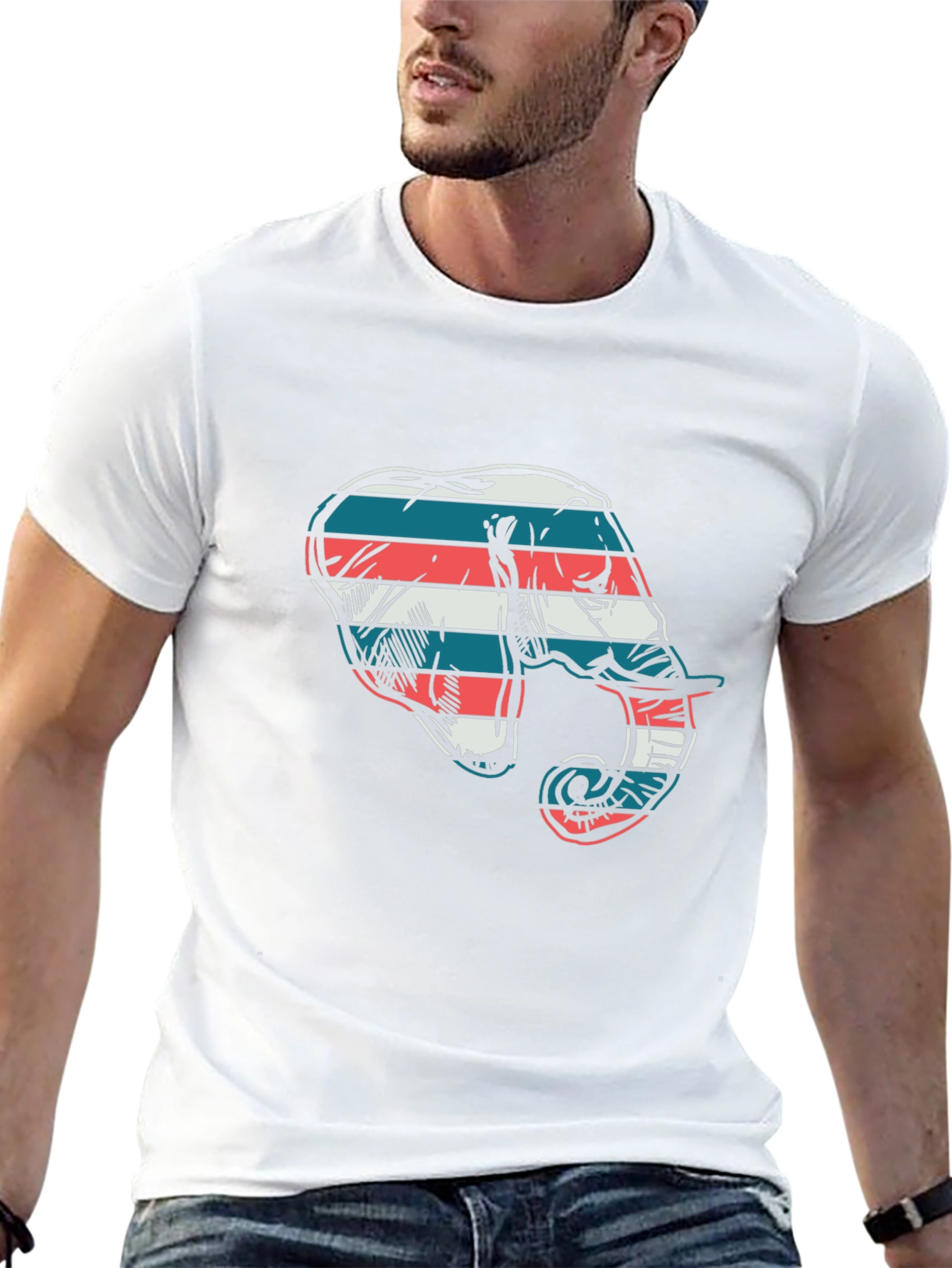 Striped Elephant Graphic Tee - Cool Casual Style