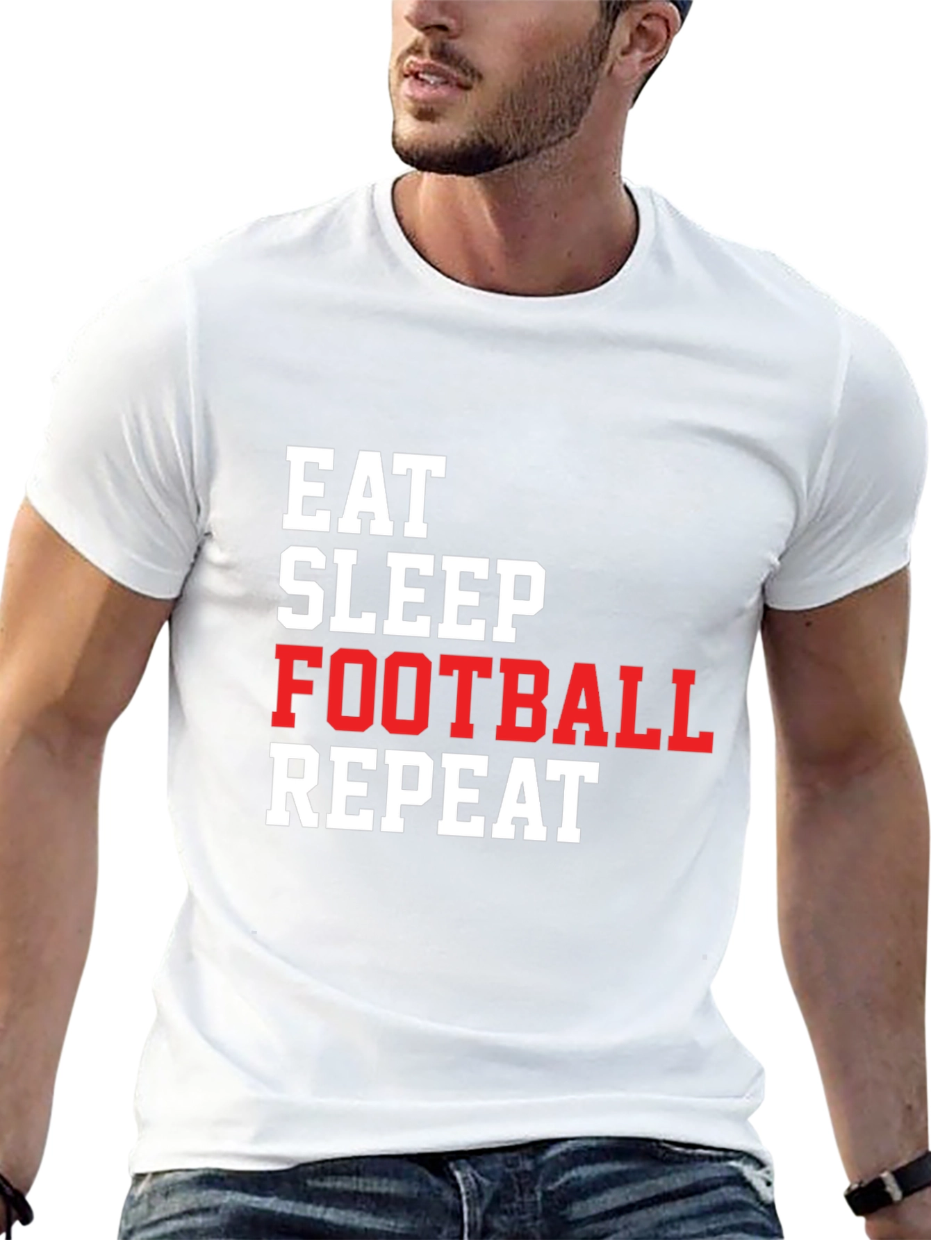 Eat Sleep Football Repeat Graphic Tee