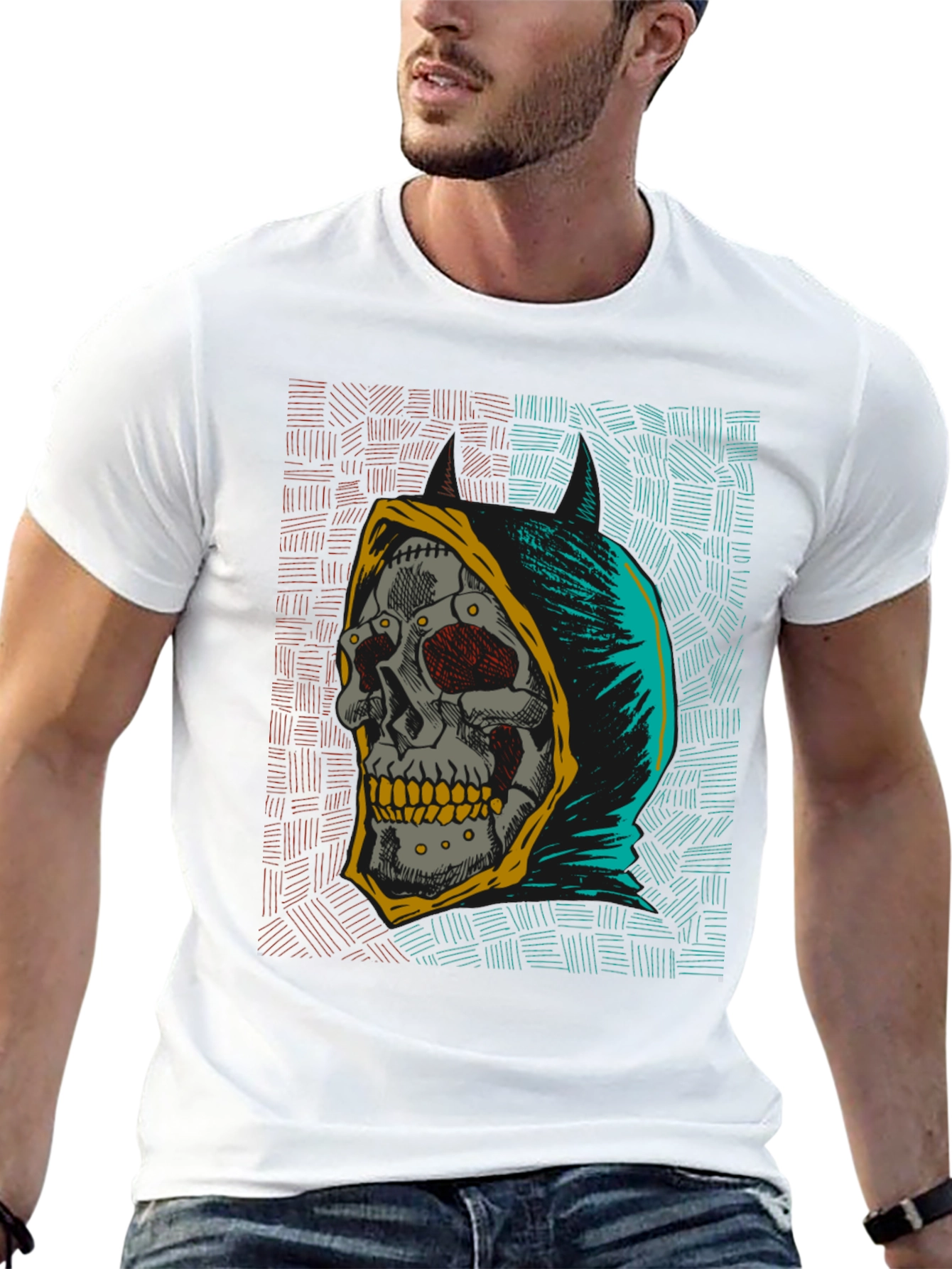 Grim Reaper Skull Graphic Tee - Edgy Streetwear