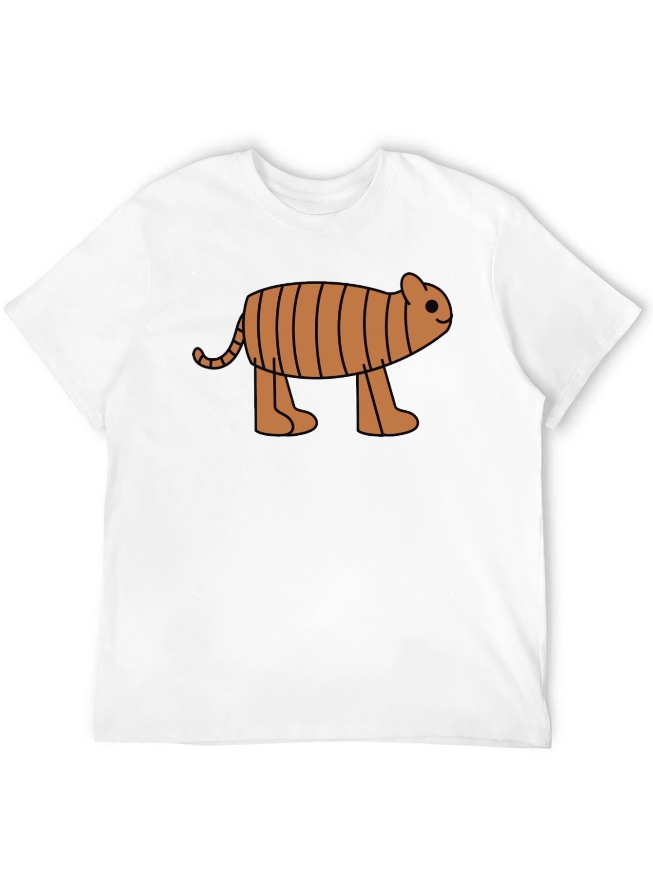 Cartoon Tiger Graphic Tee - Black Cotton T-Shirt
