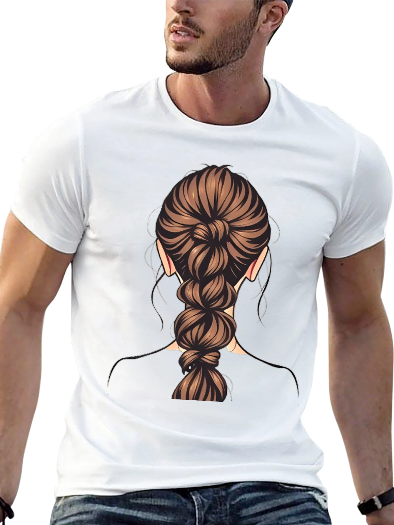 Braided Hair Graphic Tee - Stylish & Unique Design