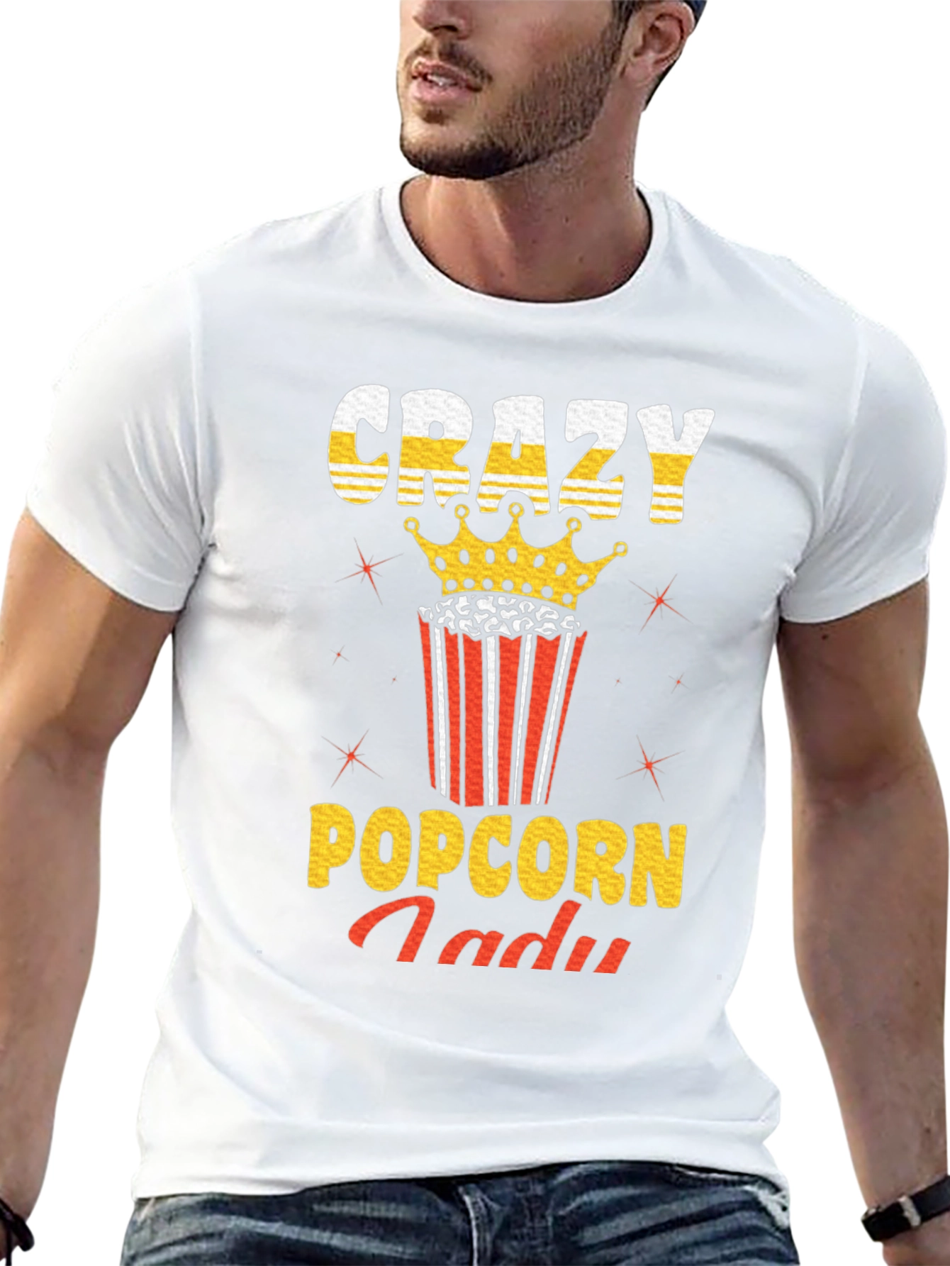 Crazy Popcorn Lady Graphic T-Shirt