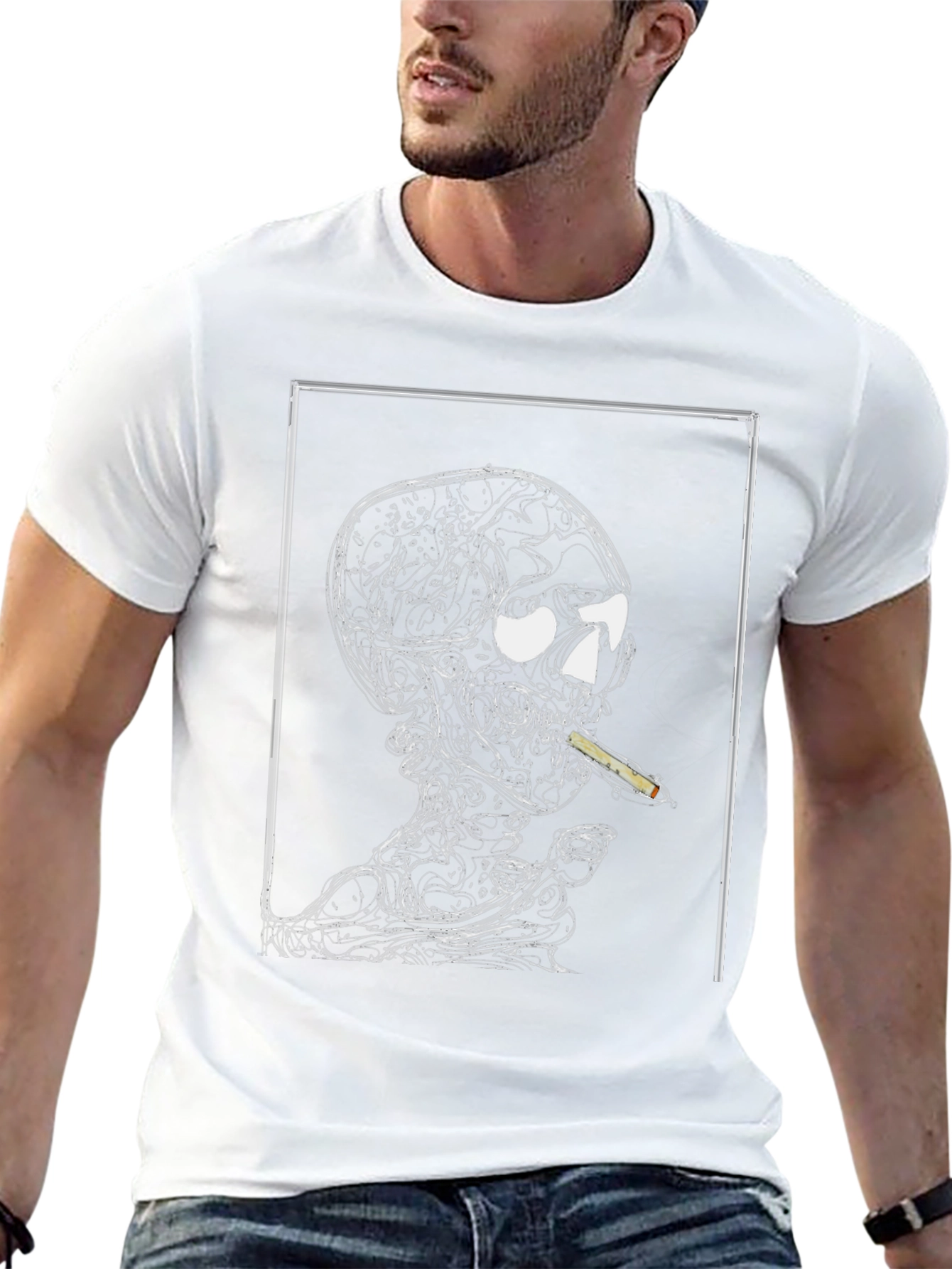 Skull Smoking Graphic T-Shirt - Black