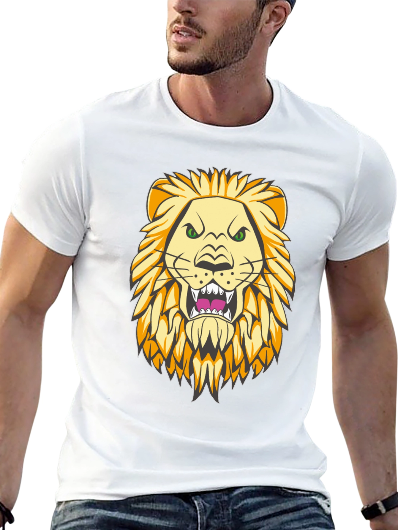Lion Graphic Print Black T-Shirt