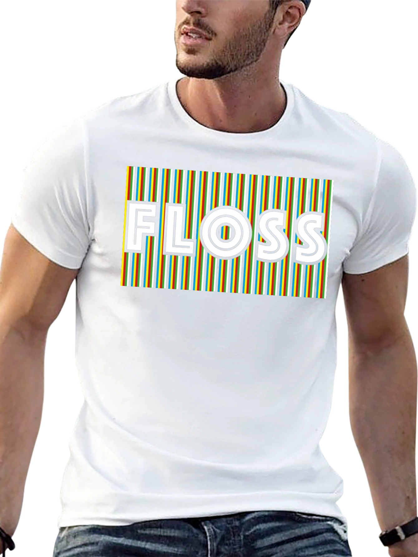 Retro Stripe Floss Graphic Tee - Black