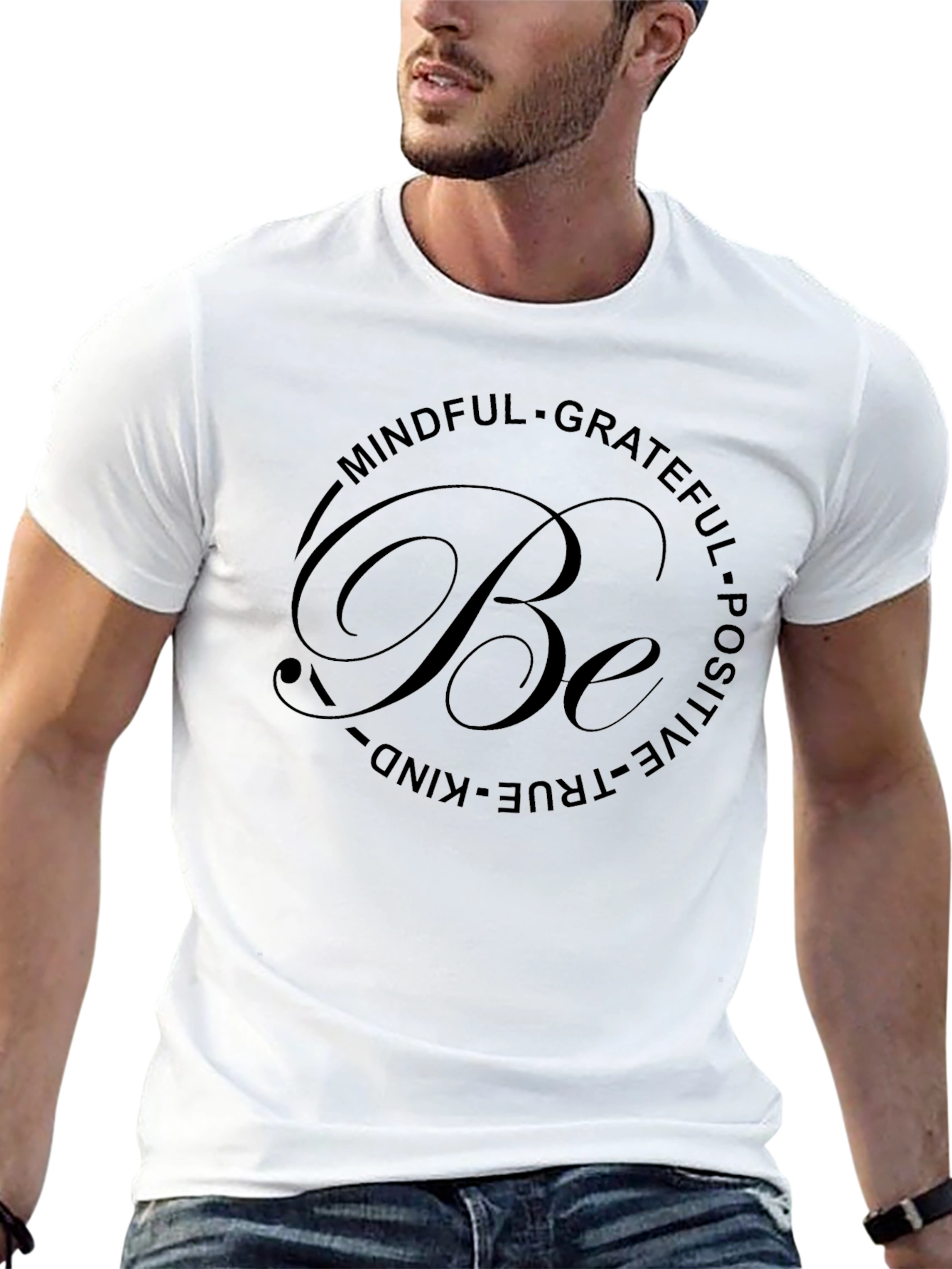Mindful Grateful Be Positive Black T-Shirt