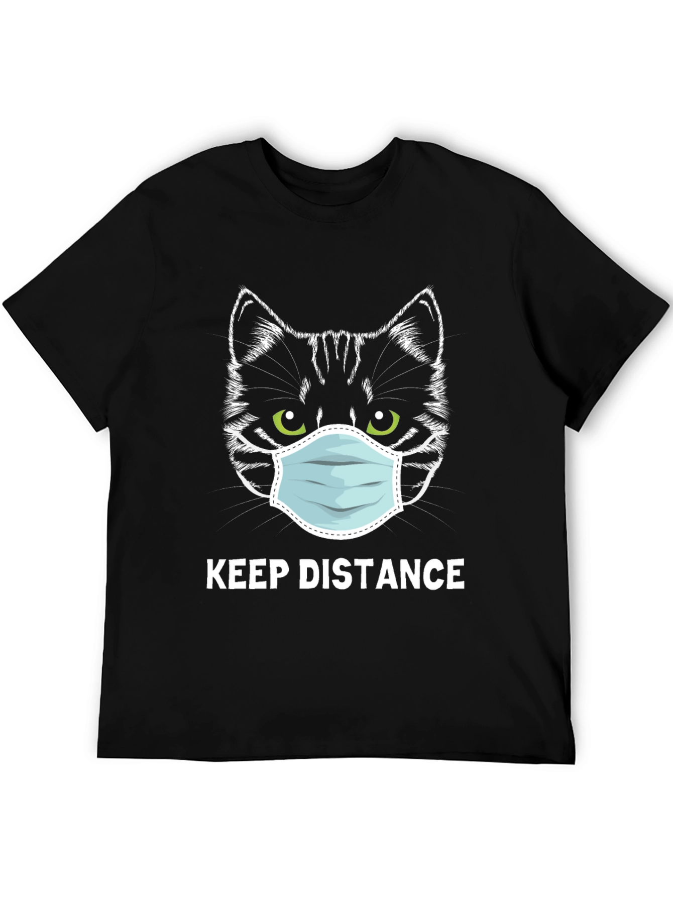 Keep Distance Cat Mask Graphic T-Shirt