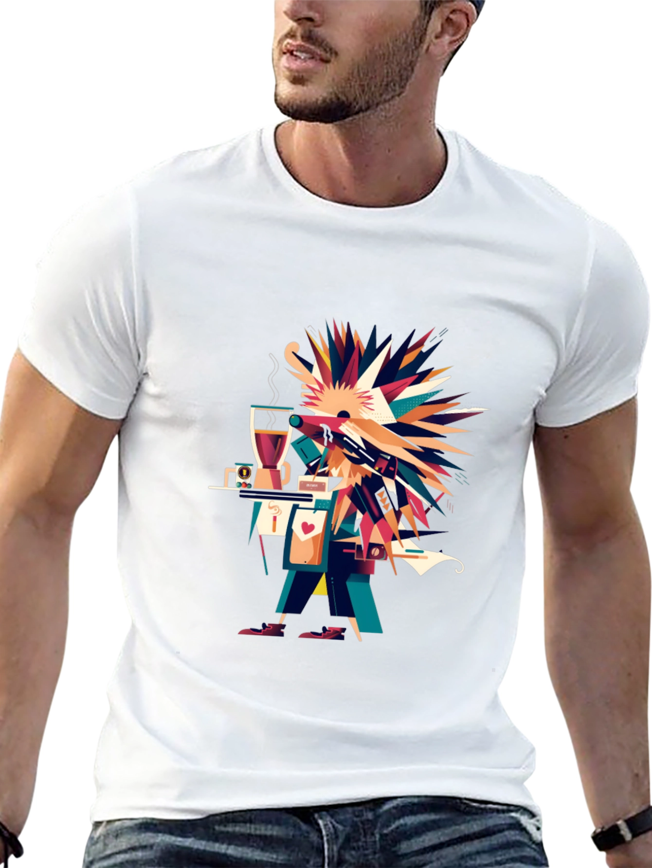 Abstract Graphic Print Black Casual Tee