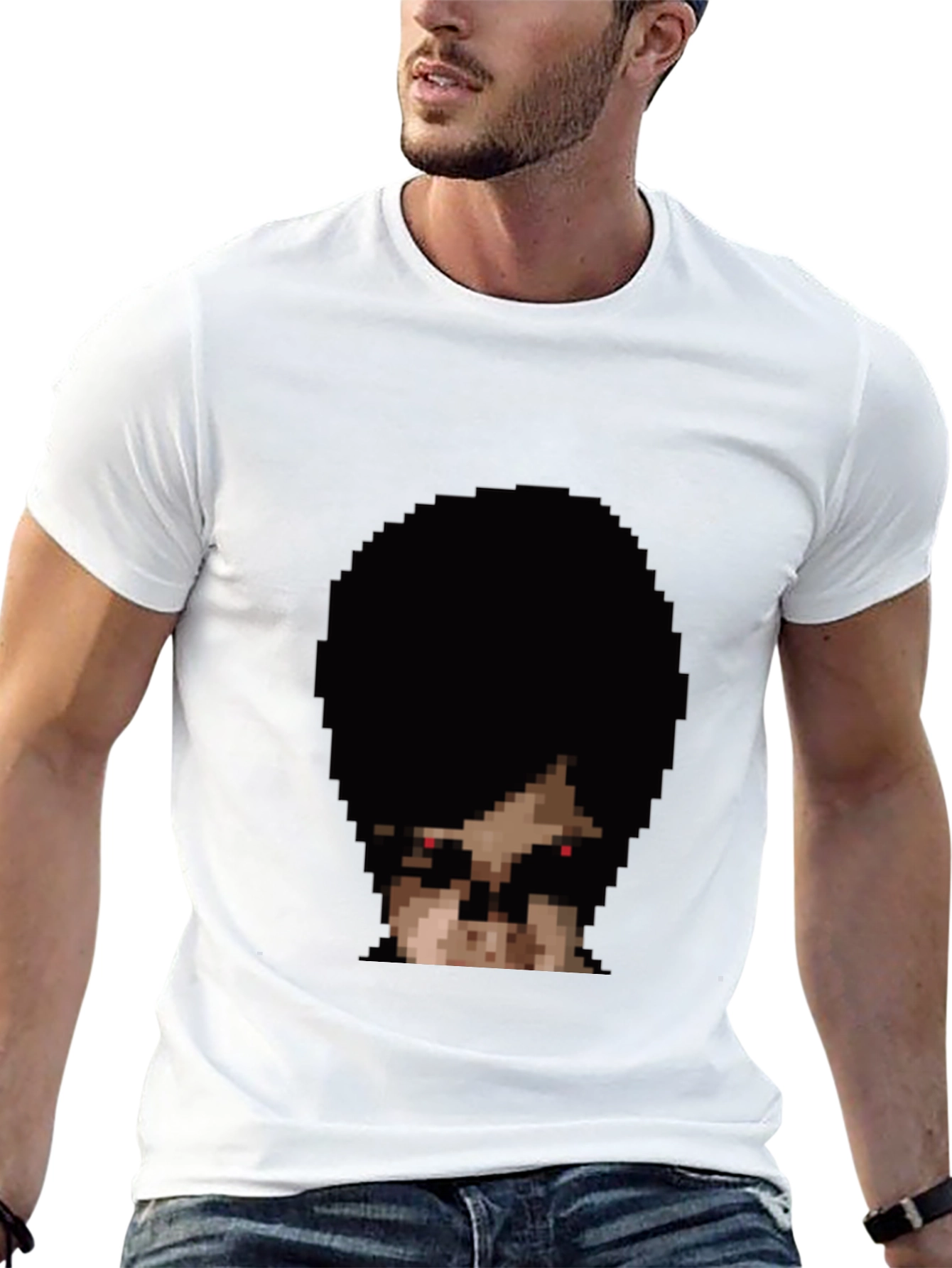 Pixel Horror Face Black T-Shirt