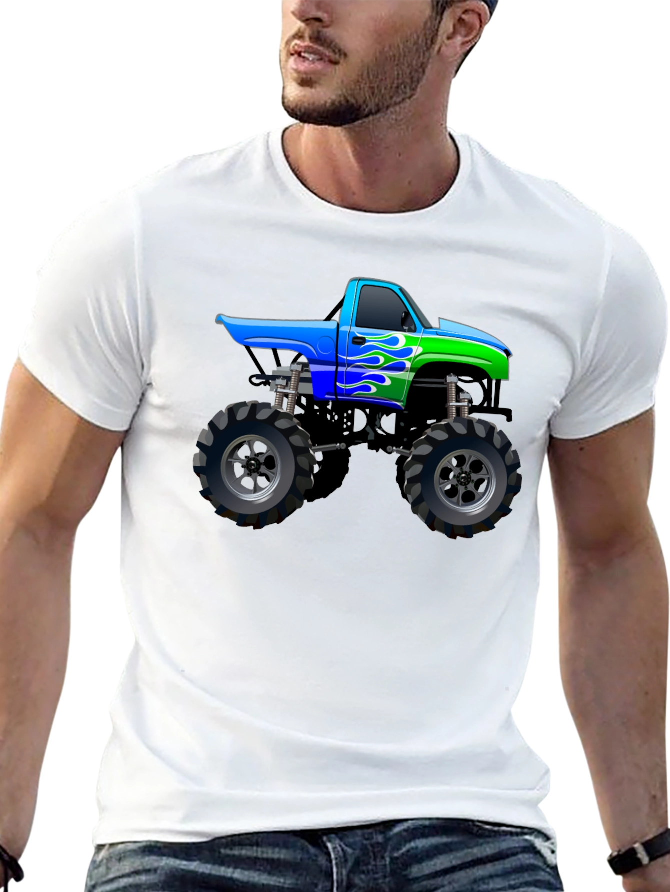 Monster Truck Graphic Tee - Black Cotton Blend