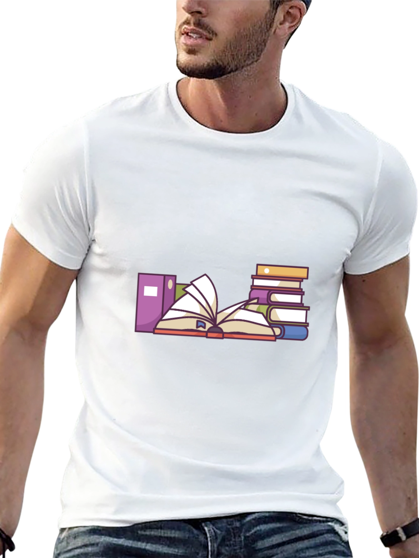 Bookworm Graphic Tee - Black Cotton Blend