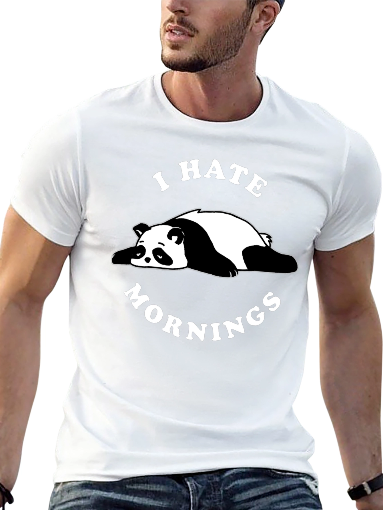 I Hate Mornings Panda Black T-Shirt