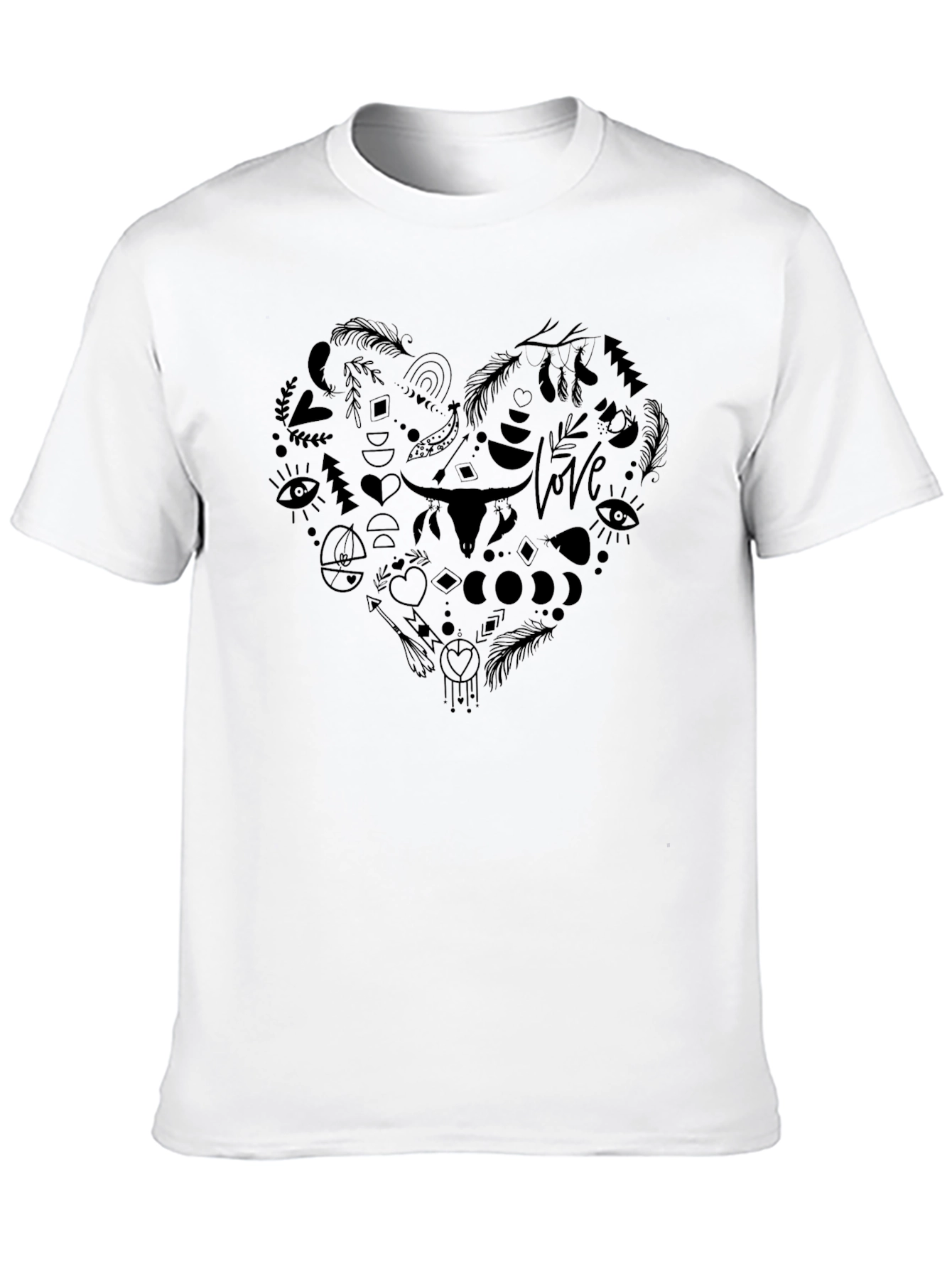 Stylish Black Graphic Tee - Heart Design