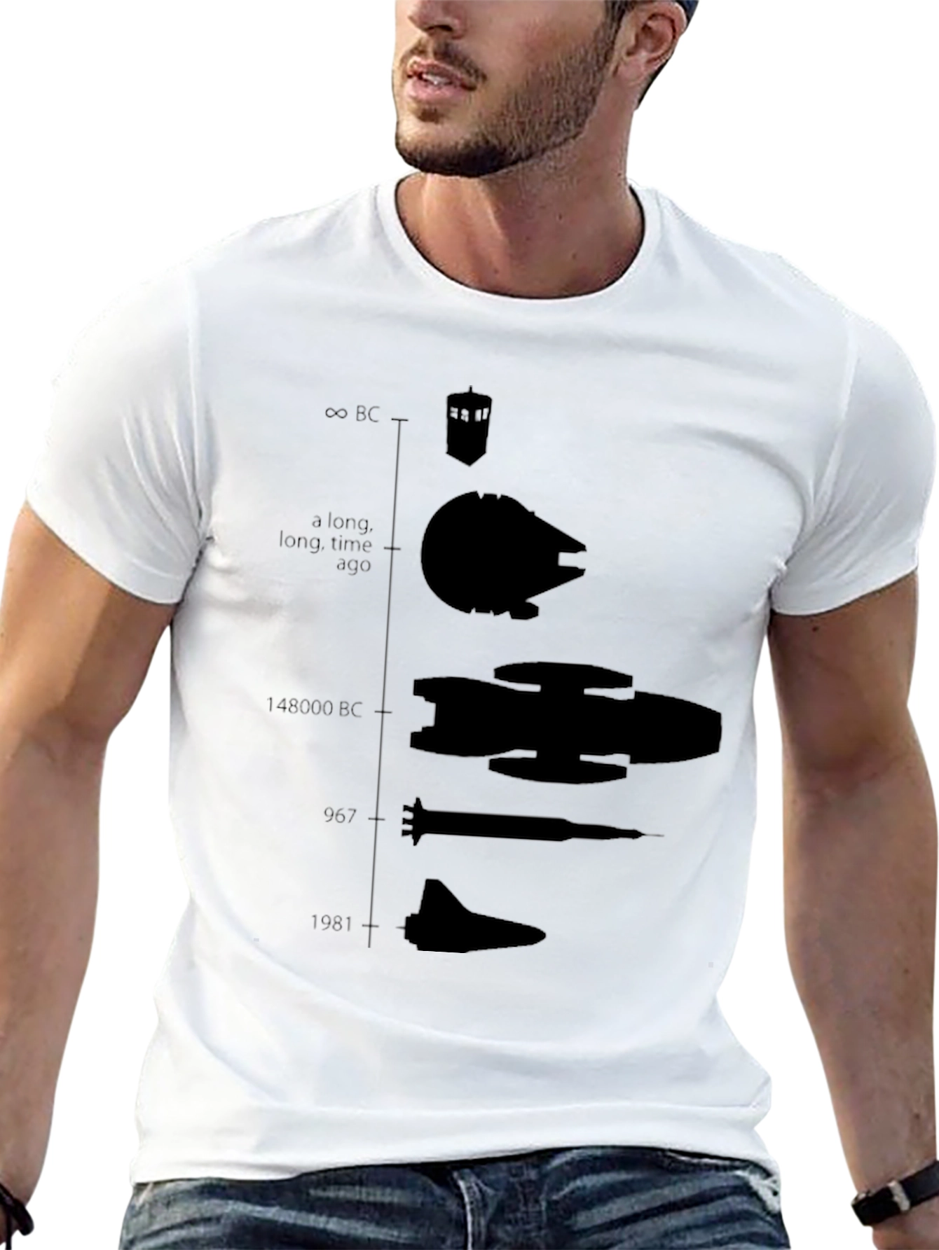Sci-Fi Spaceship Evolution Black T-Shirt