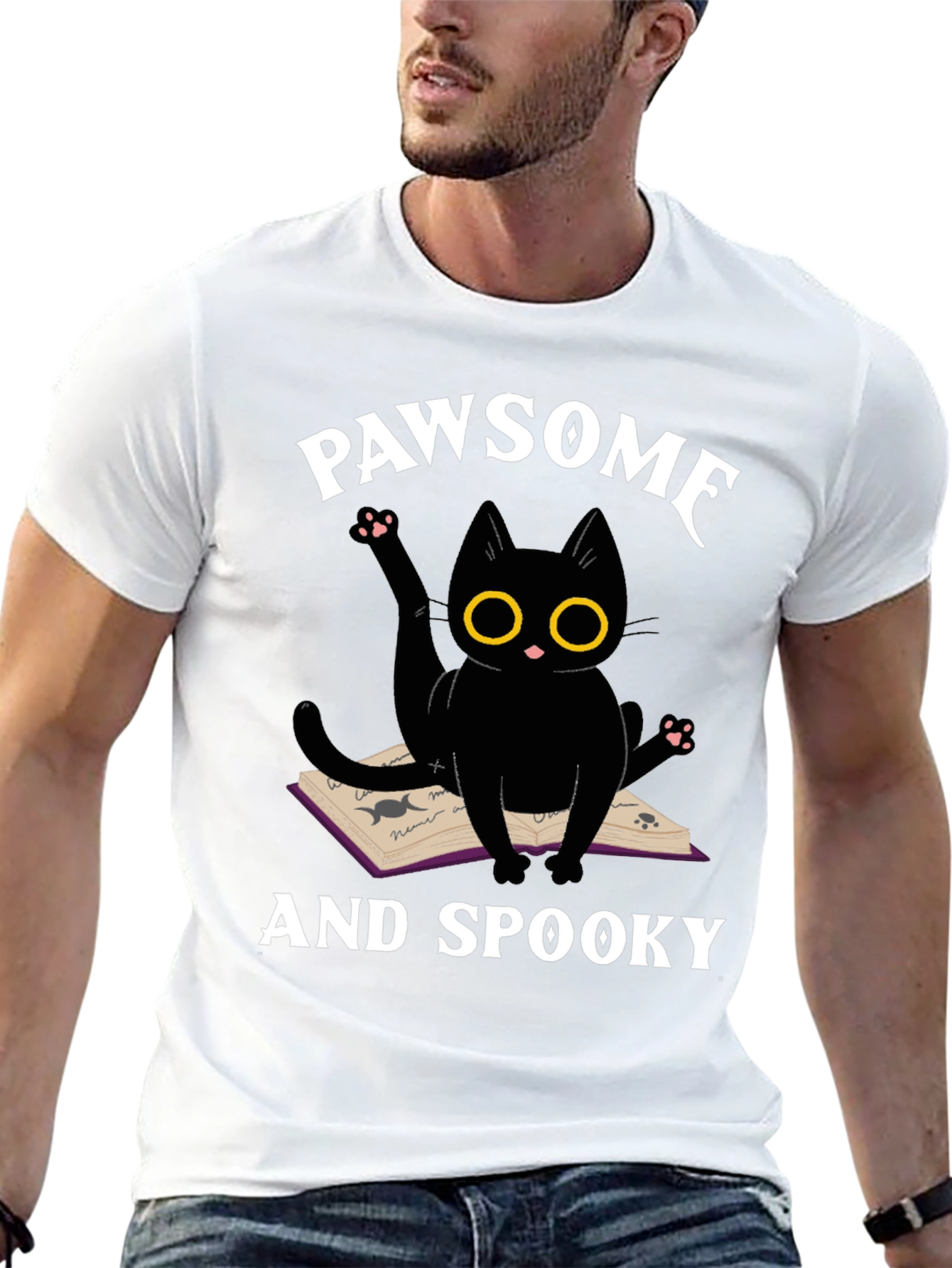 Pawsome and Spooky Black Cat T-Shirt