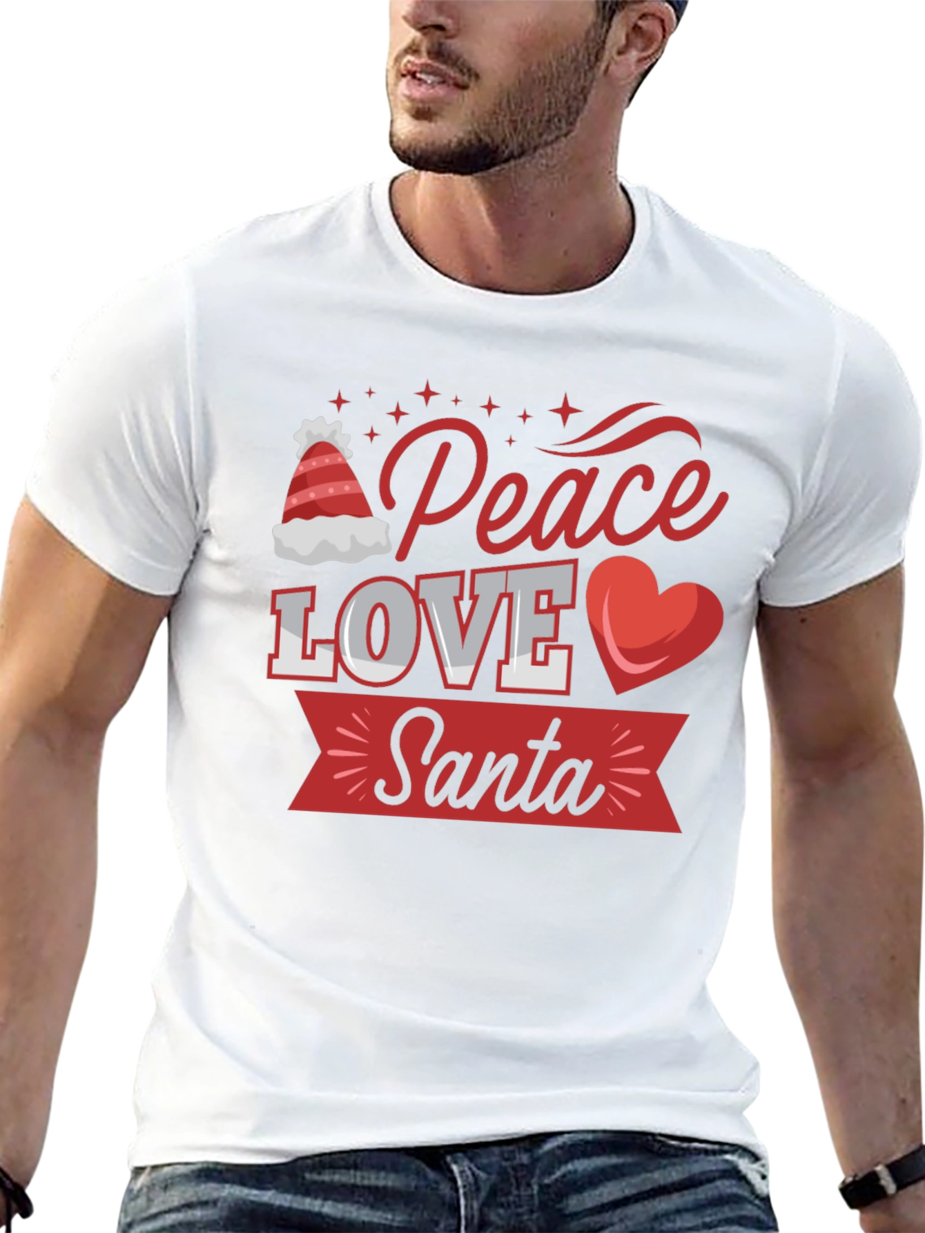 Peace Love Santa Christmas Graphic Tee
