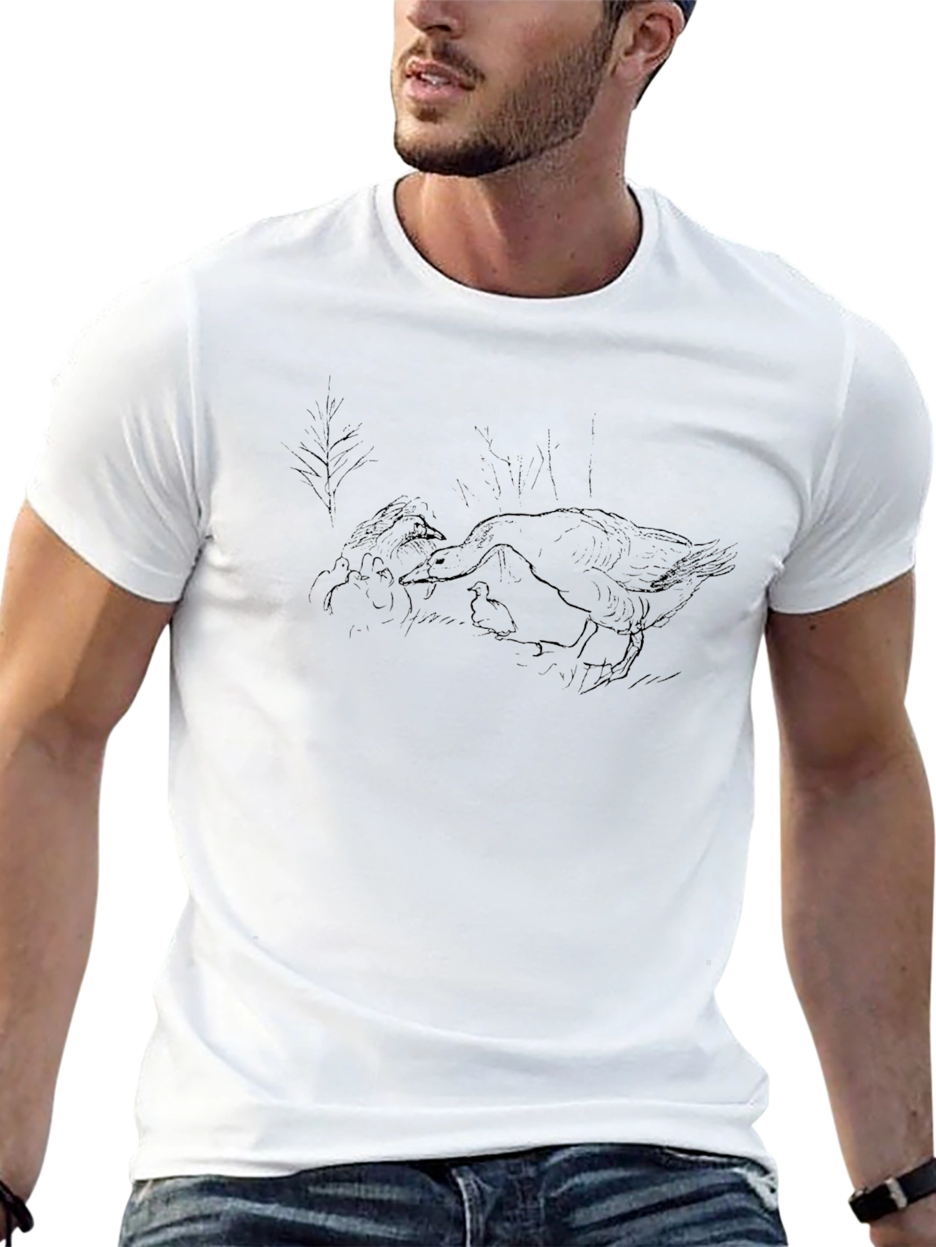 Mens Black Goose Graphic T-Shirt