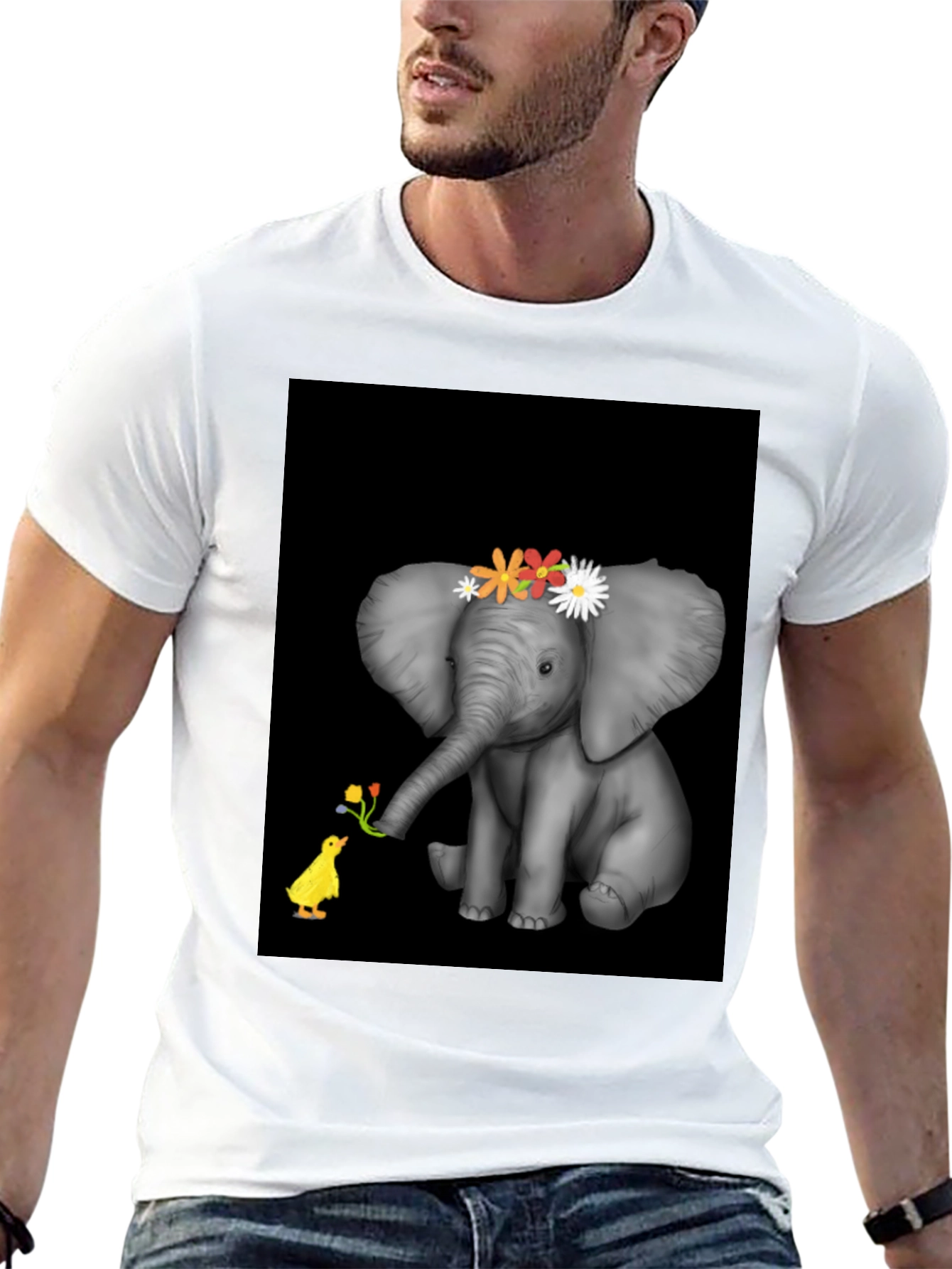 Elephant & Duck Graphic Tee - Black