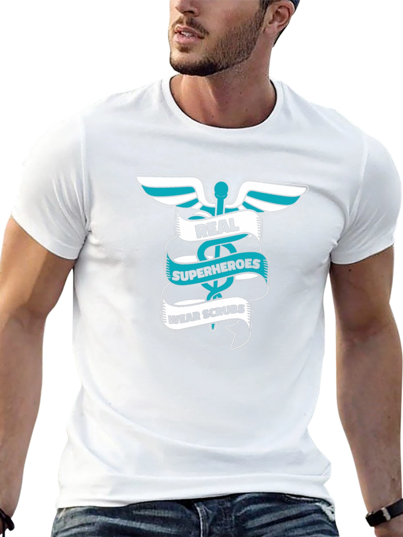 Real Superheroes Wear Scrubs Graphic Tee