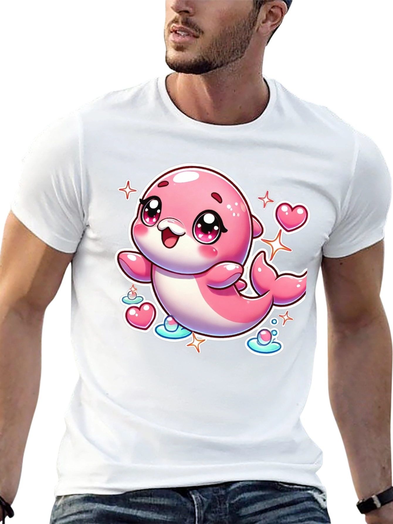 Cute Pink Dolphin Graphic Tee