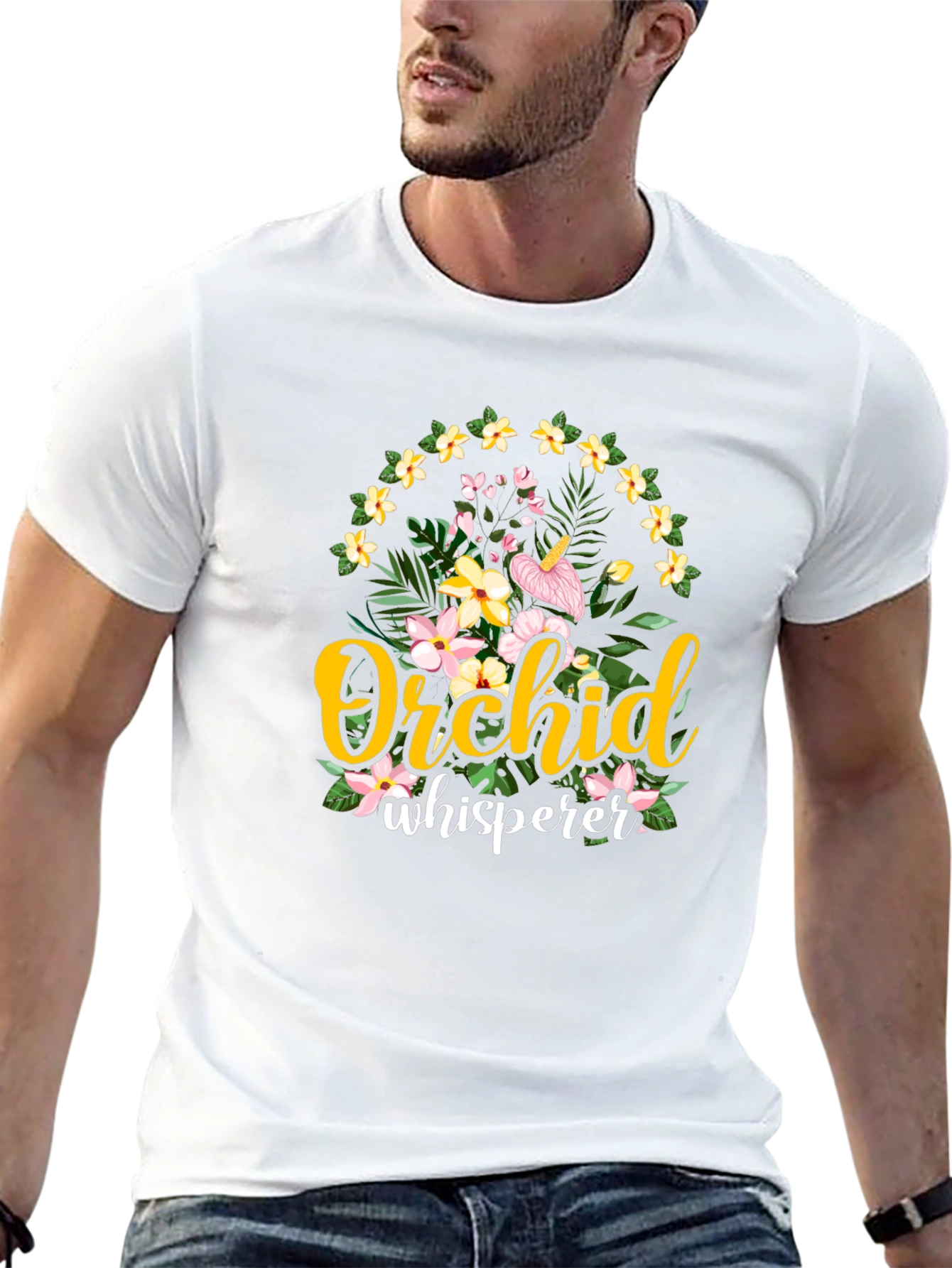 Orchid Whisperer Graphic T-Shirt - Floral Design