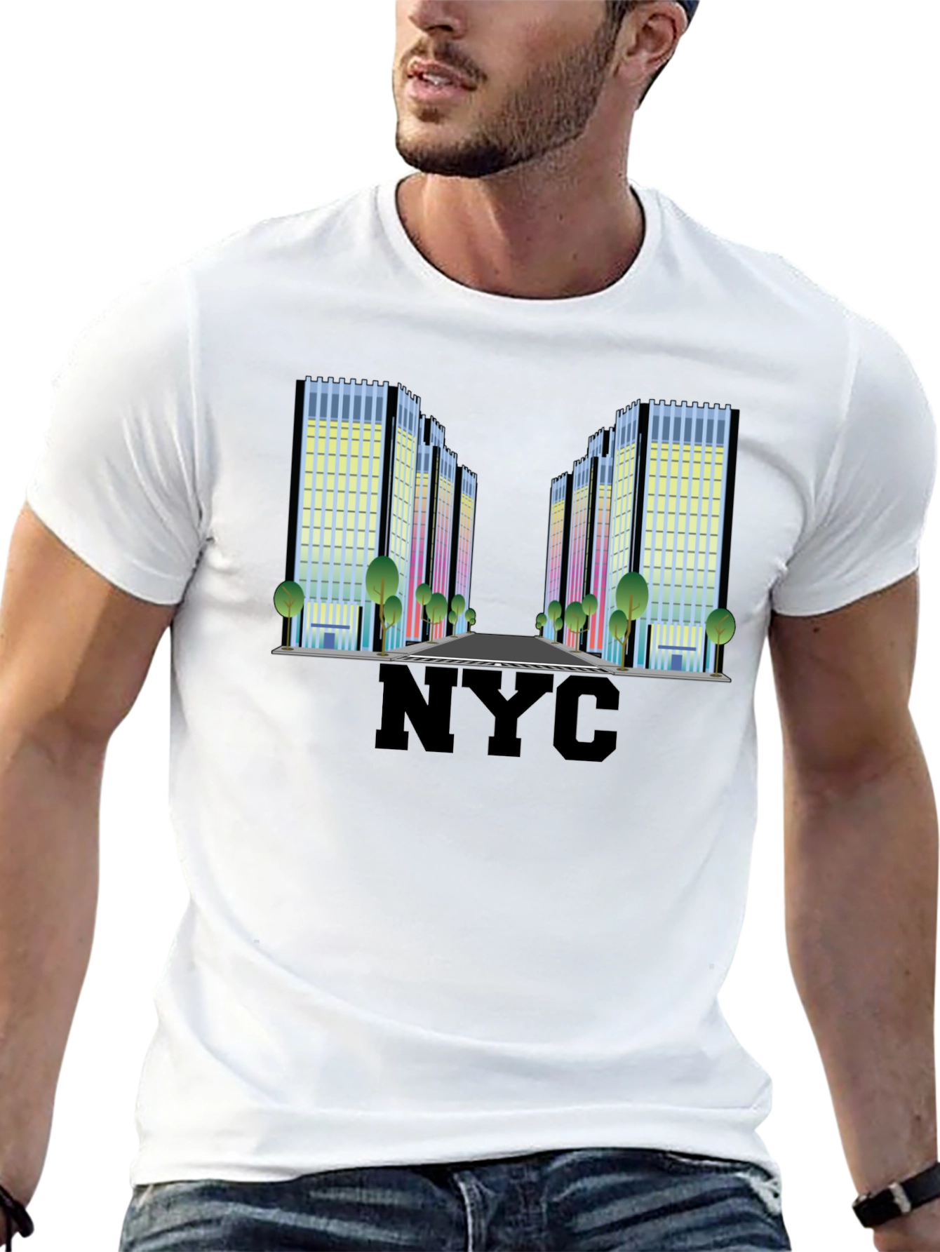NYC Building Graphic Tee - Modern Cityscape T-Shirt