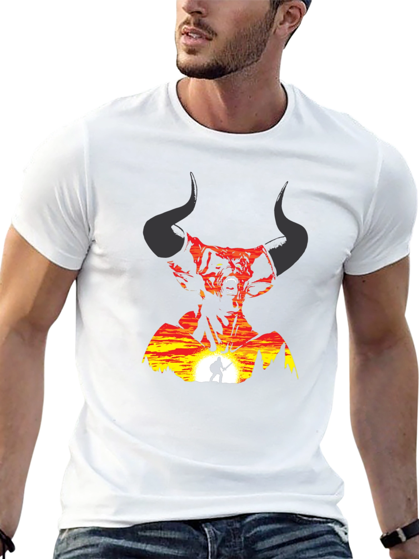 Epic Demon Warrior Graphic Tee - Black