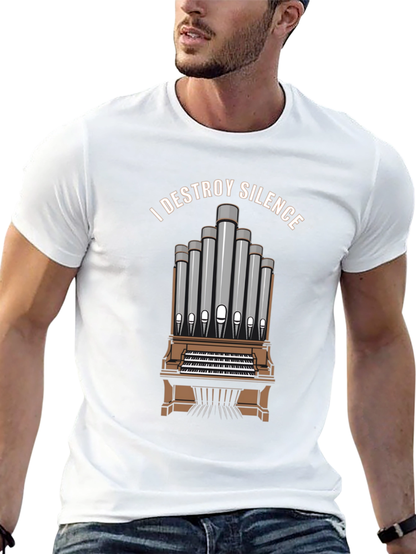 I DESTROY SILENCE T-Shirt Organ Player Musician Tee