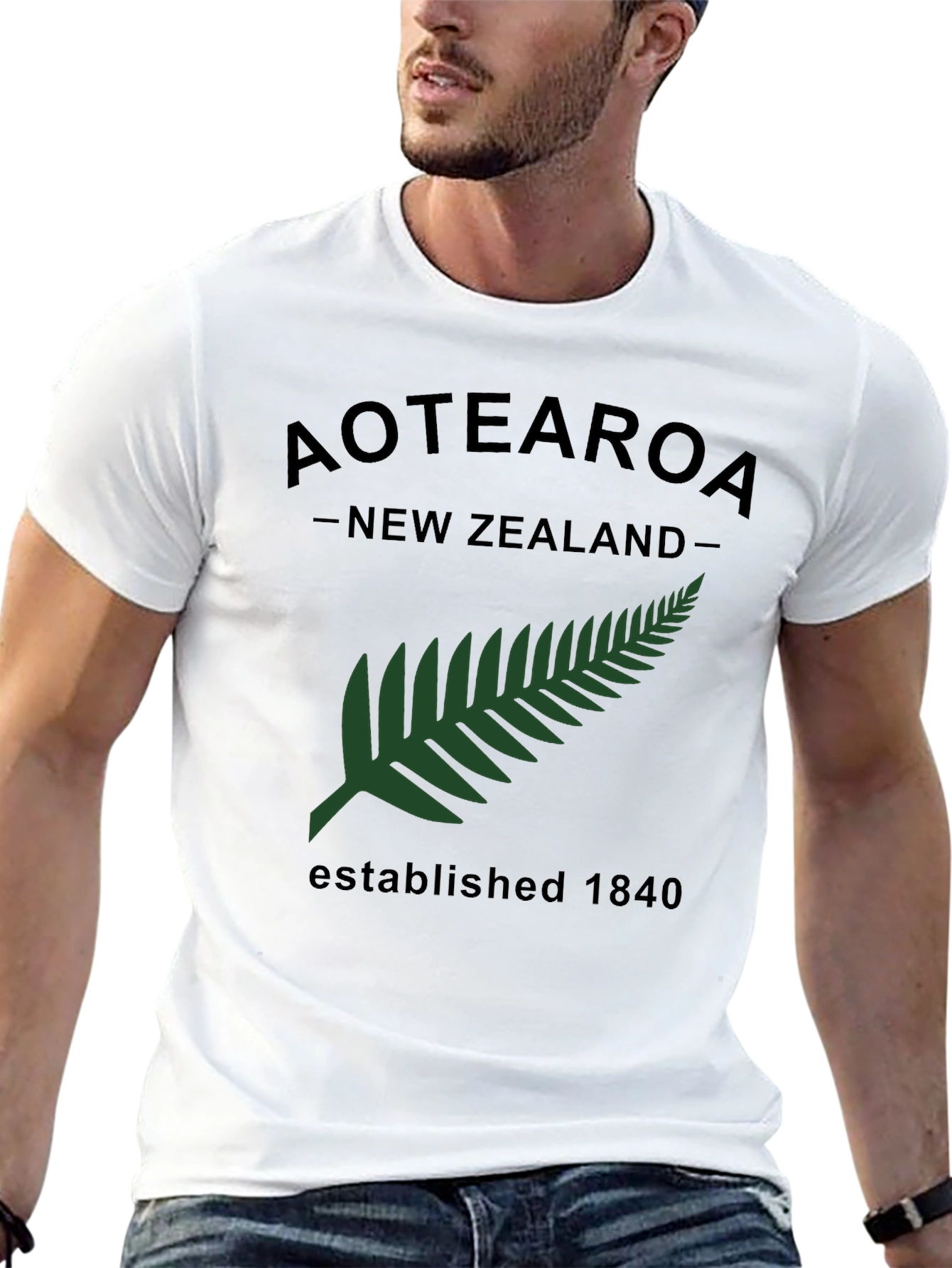 Aotearoa New Zealand Fern Established 1840 Black T-Shirt