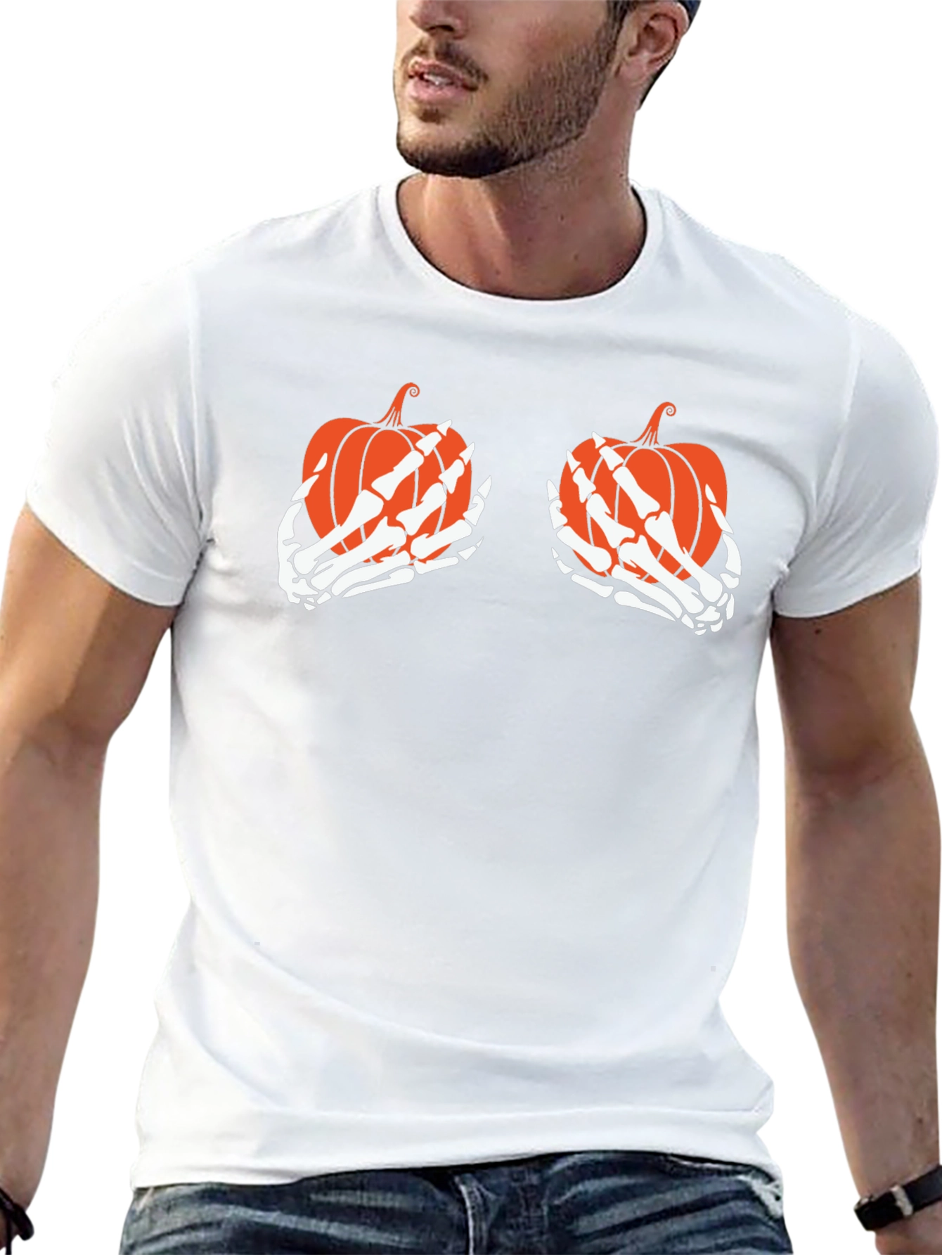 Pumpkin Skeleton Hands Halloween T-Shirt