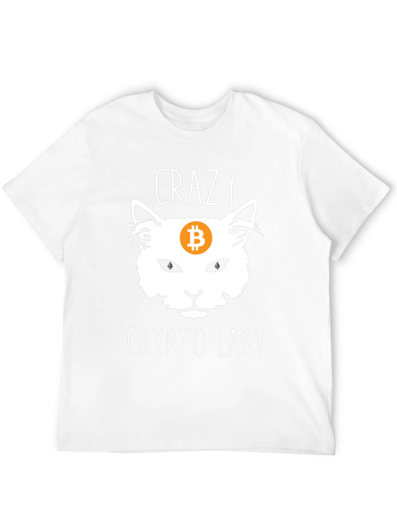 Crazy Crypto Lady T-Shirt - Bitcoin Cat Design