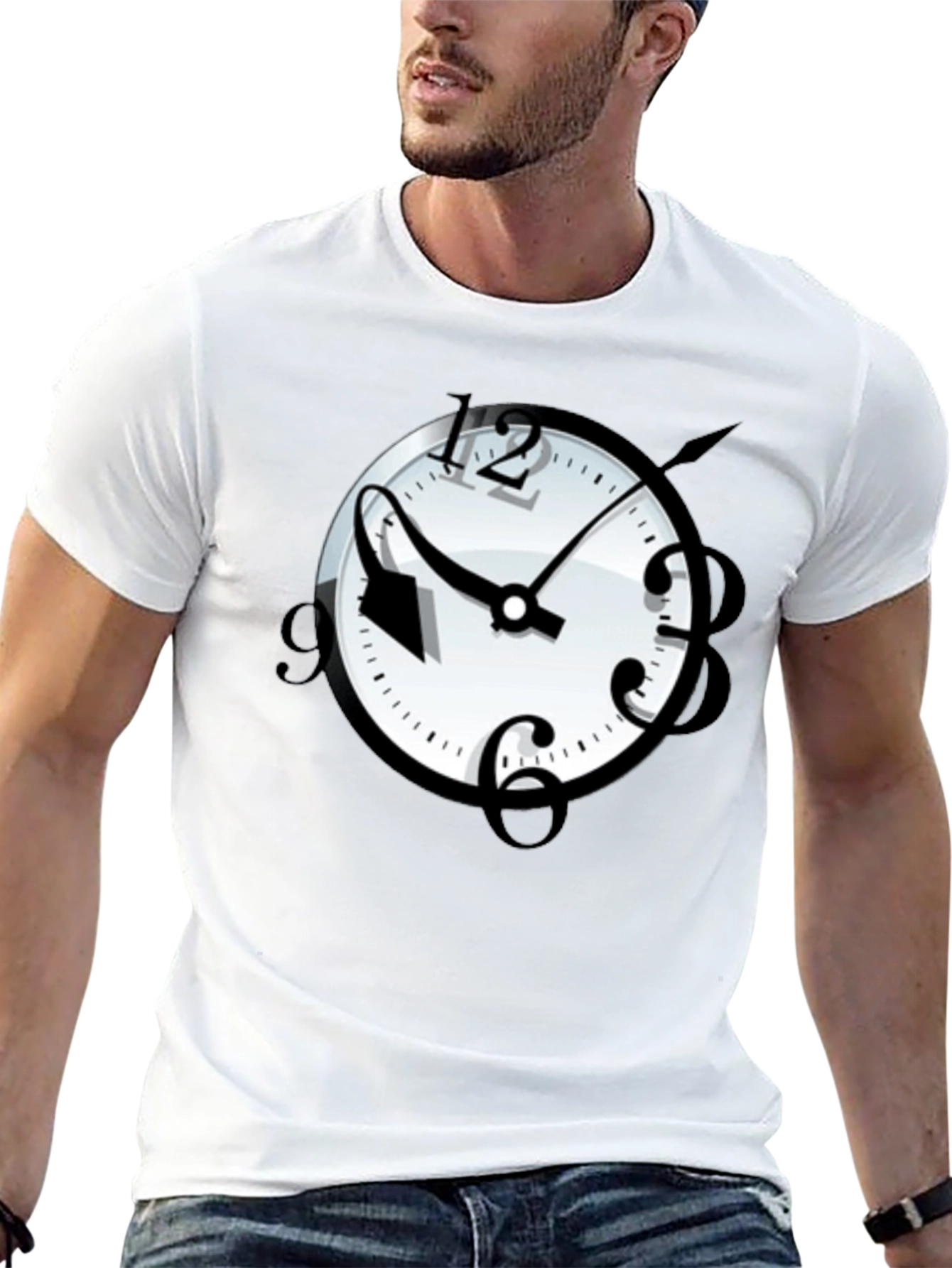 Surreal Time T-Shirt - Stylish Black Graphic Tee