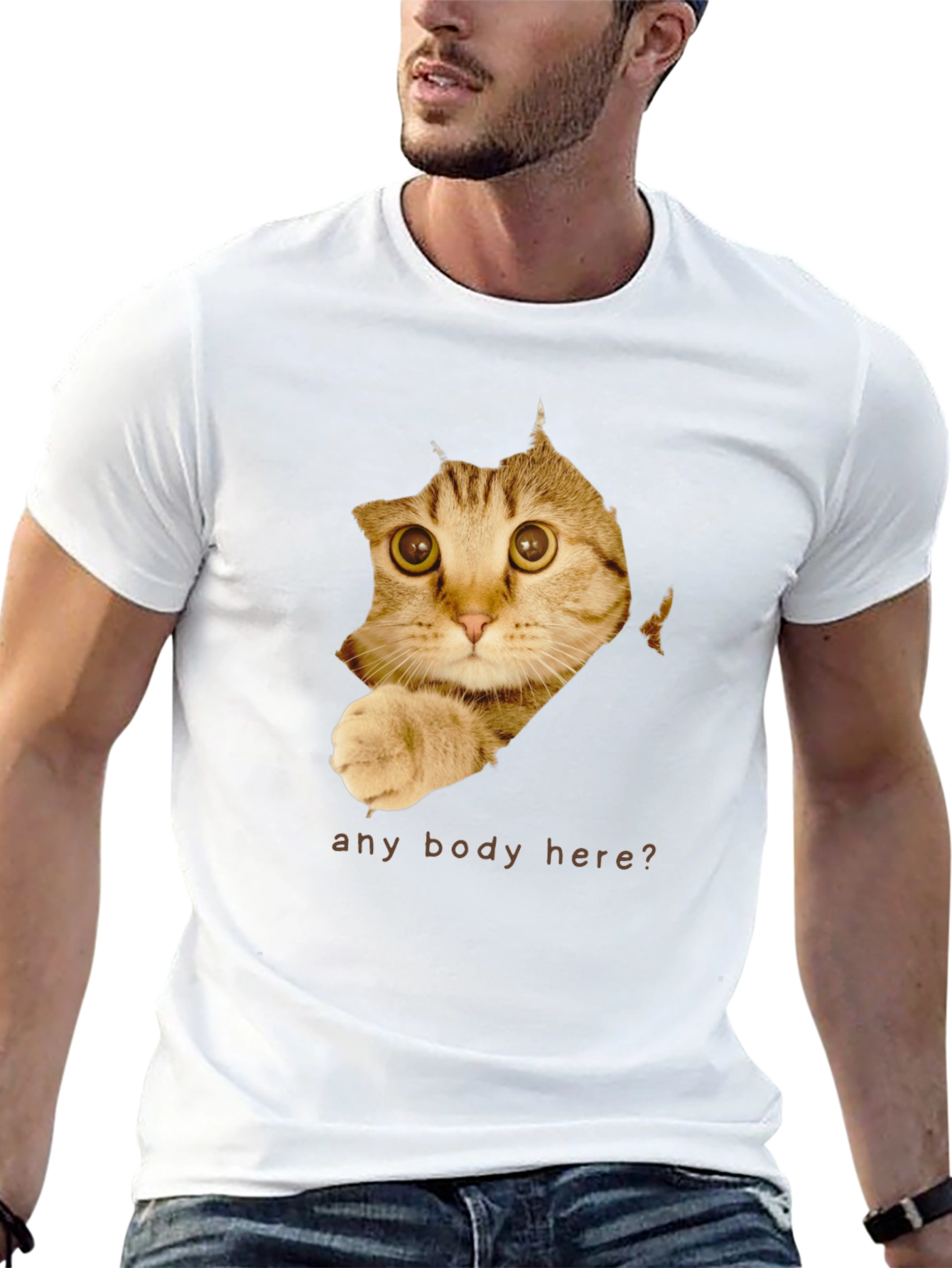 Curious Cat T-Shirt - Any Body Here?