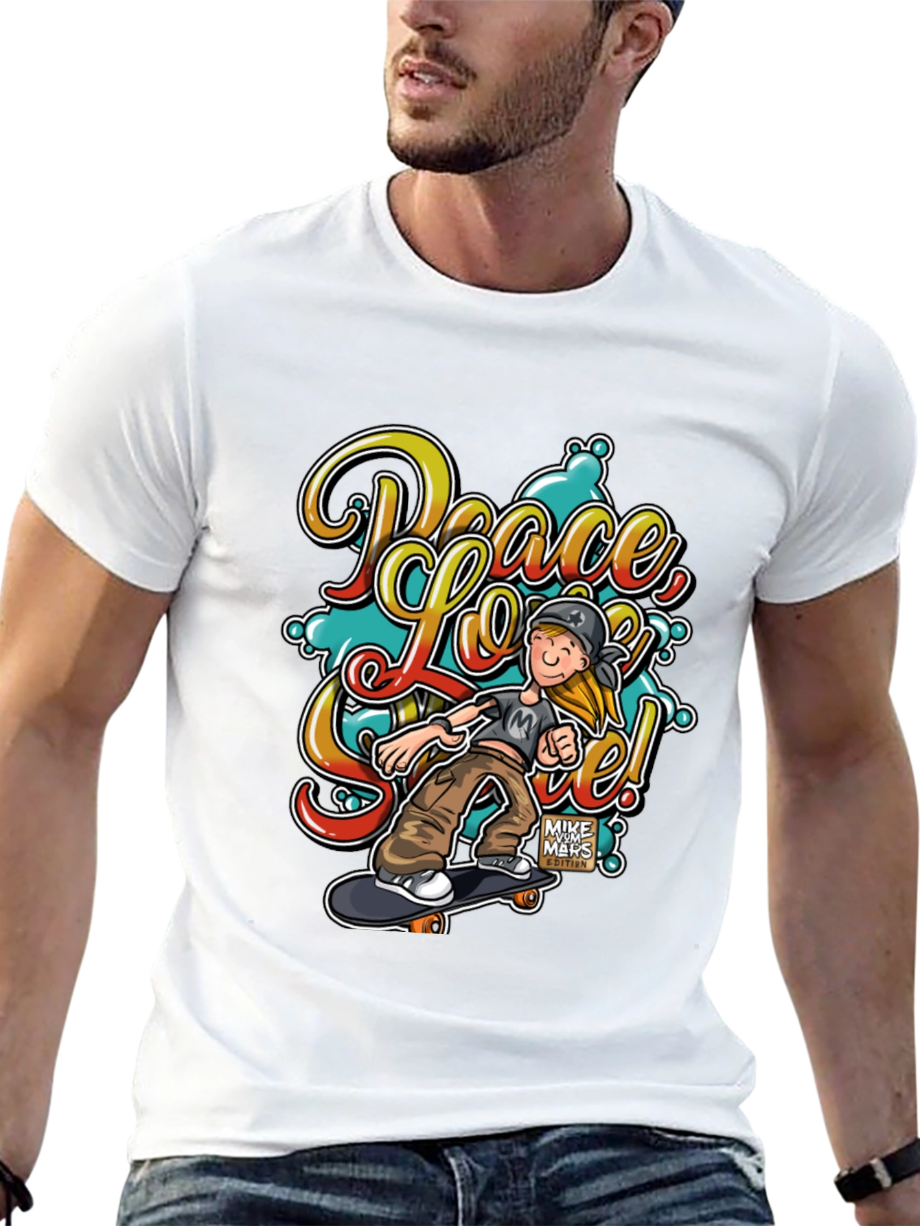 Peace Love Skate T-Shirt - Stylish Graphic Tee