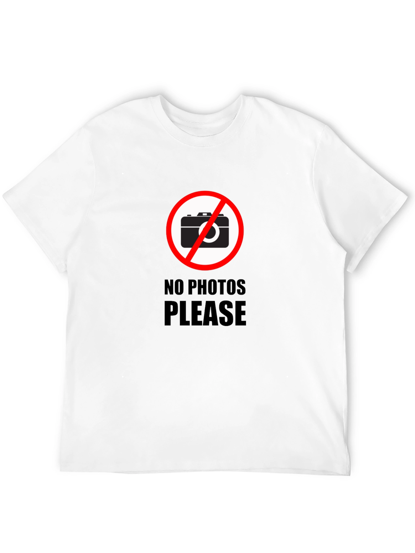 No Photos Please Graphic T-Shirt - Stylish Black Tee