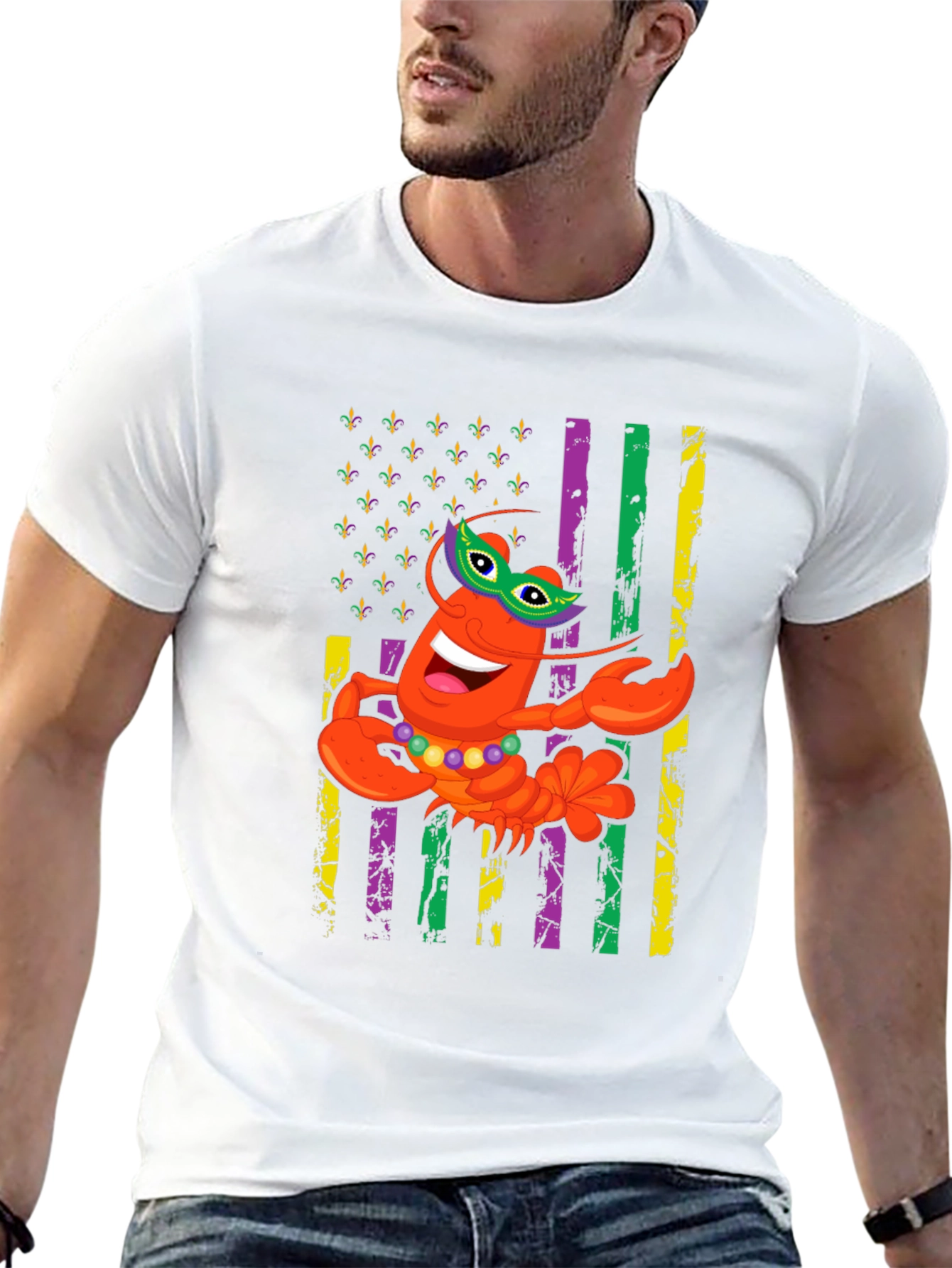 Mardi Gras Lobster Graphic T-Shirt
