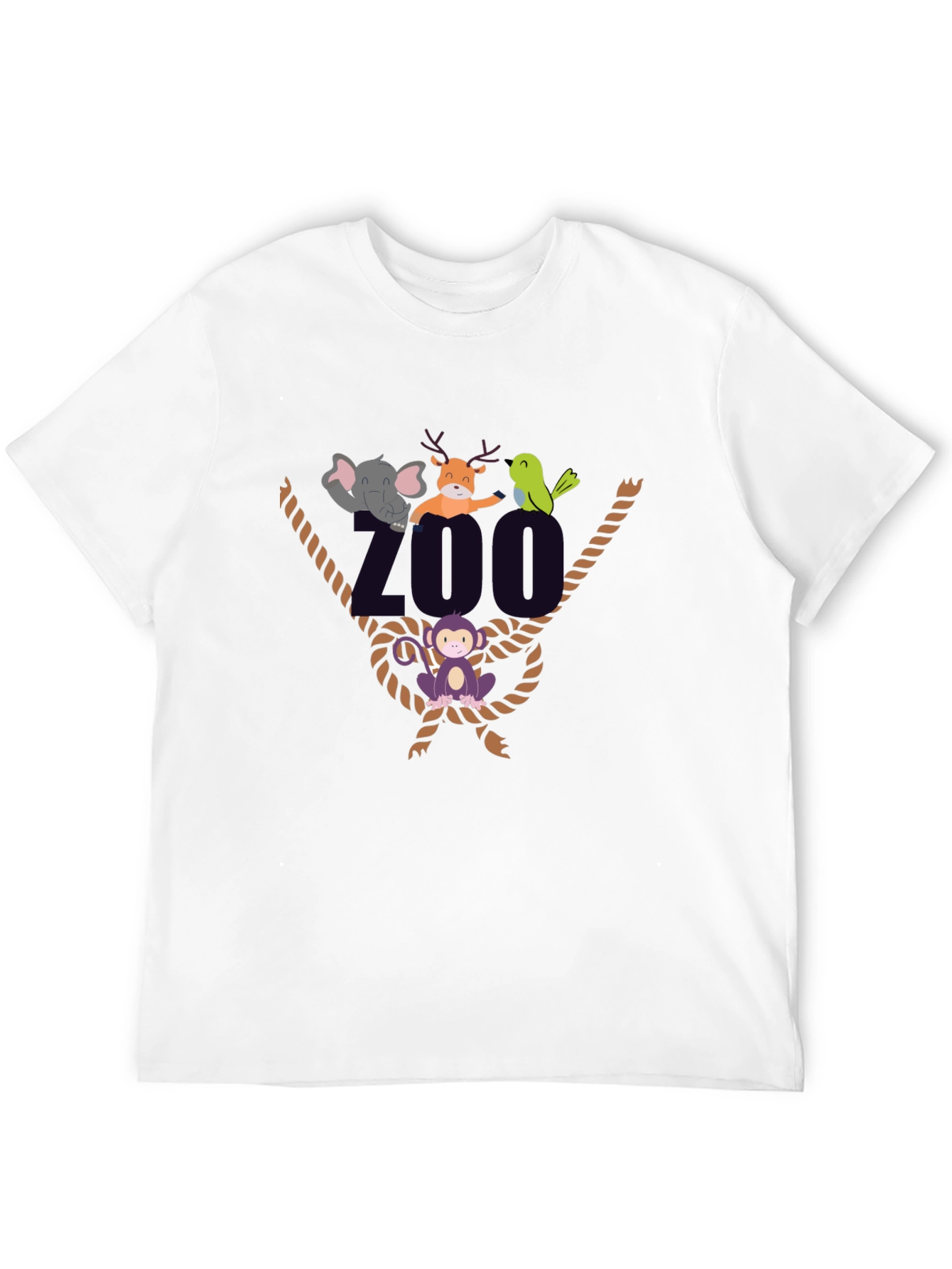 Zoo Animal Graphic Tee - Black Cotton T-Shirt
