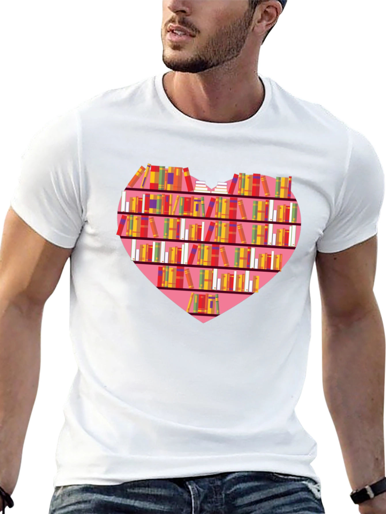 Heart Bookshelf Graphic T-Shirt