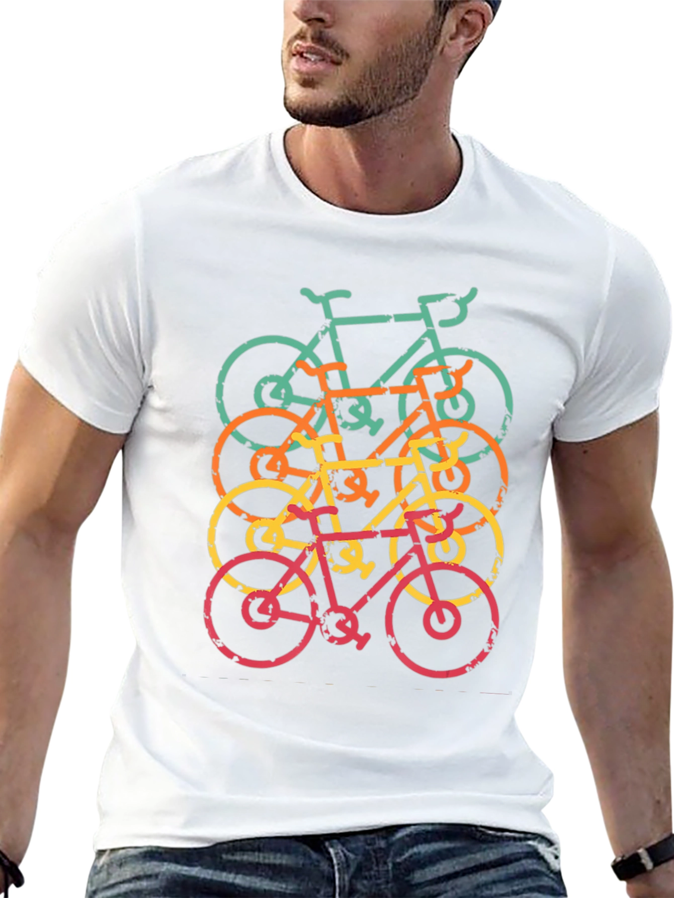 Retro Bicycle Stack Graphic T-Shirt