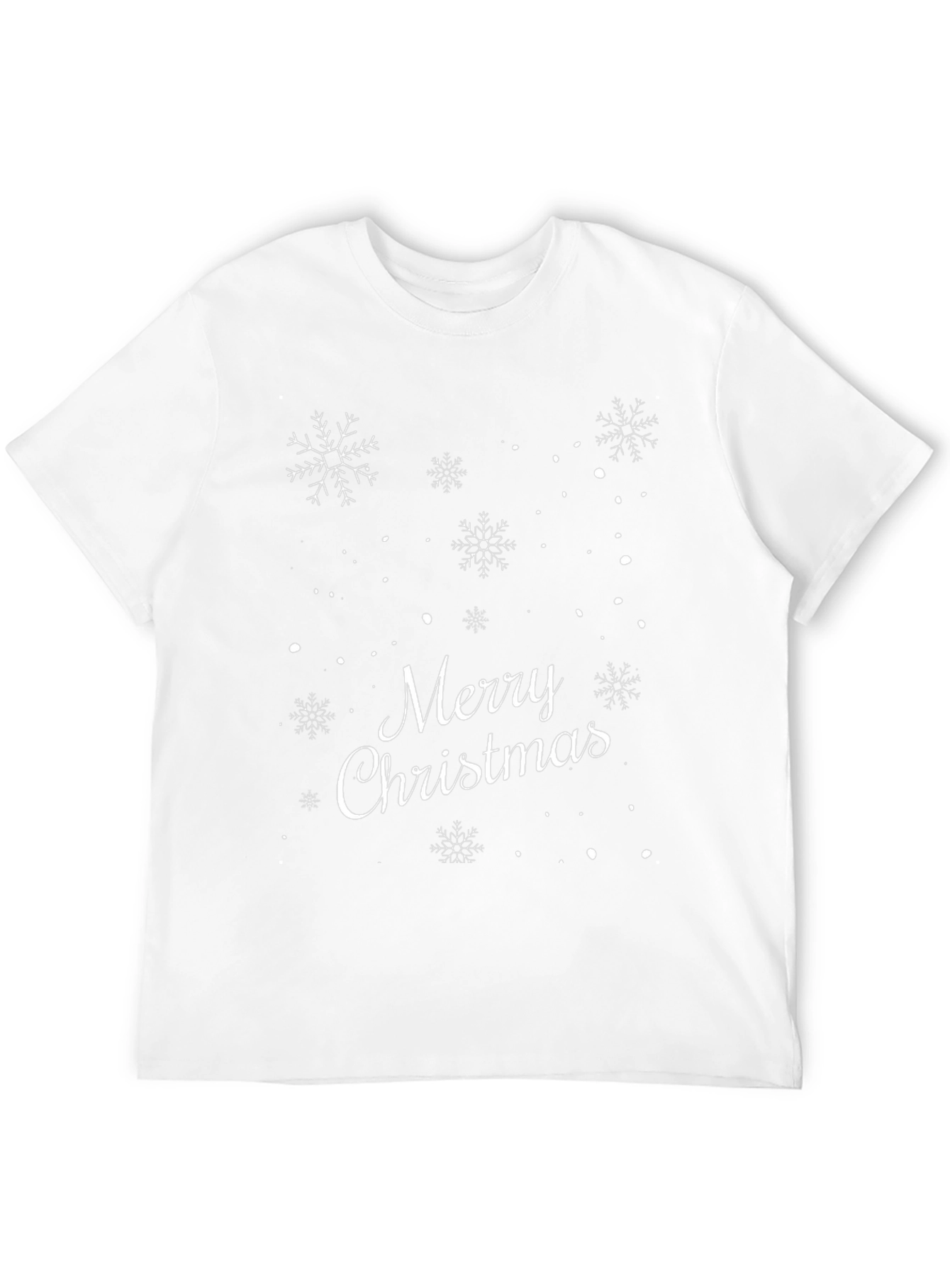 Merry Christmas Snowflakes Black T-Shirt