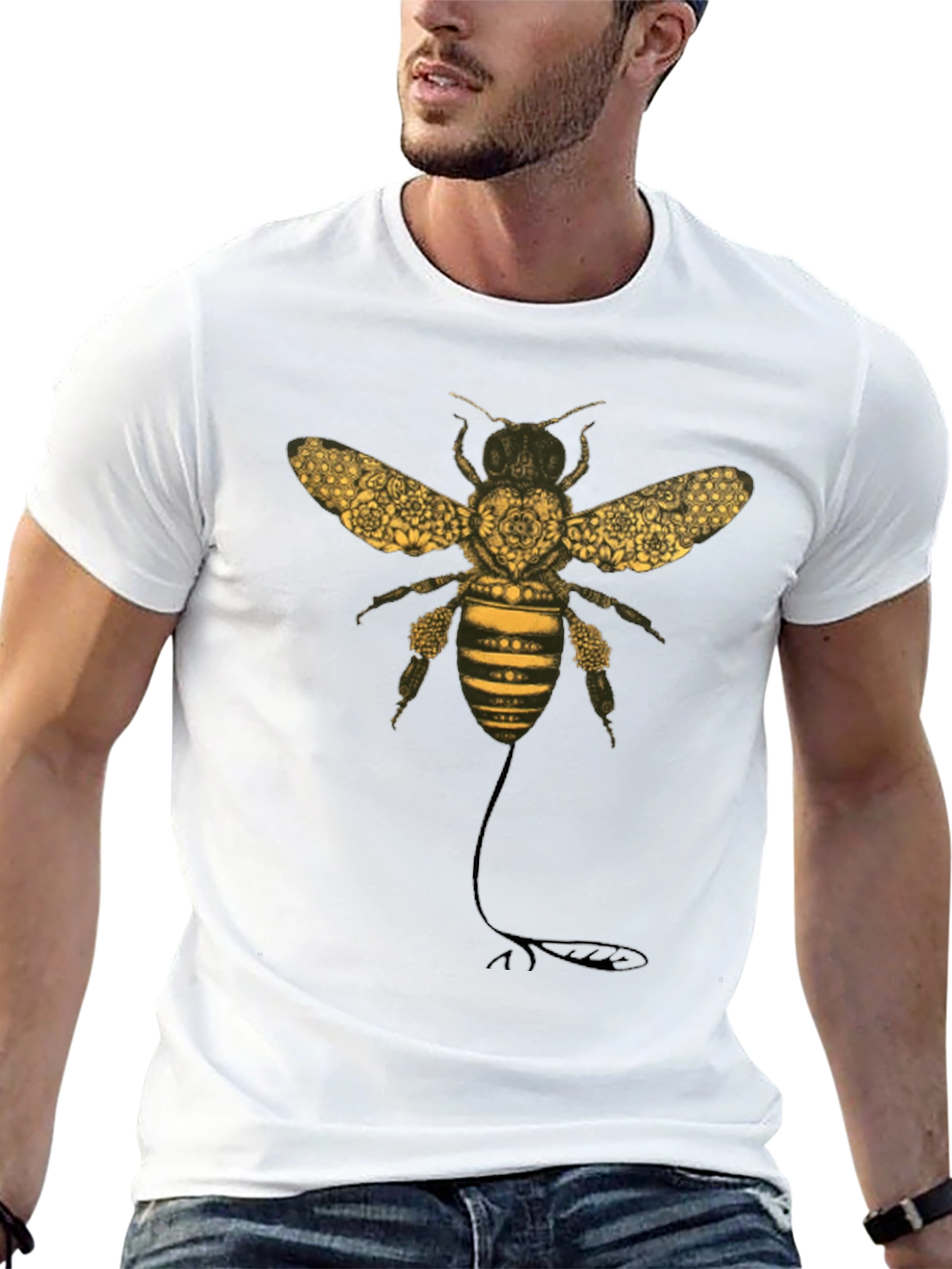 Bee Graphic T-Shirt - Black Cotton Blend