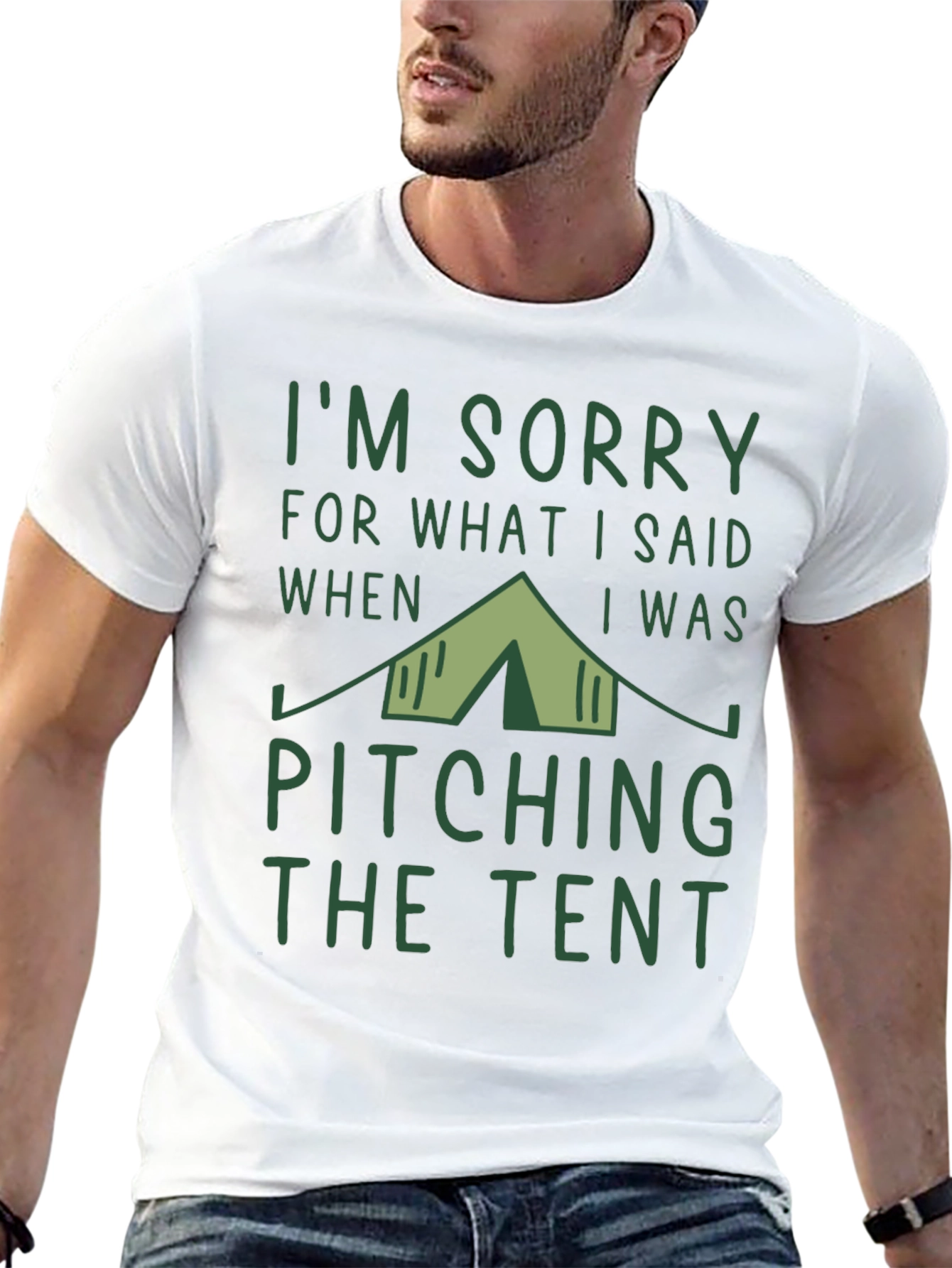 Camping Humor T-Shirt - Pitching the Tent