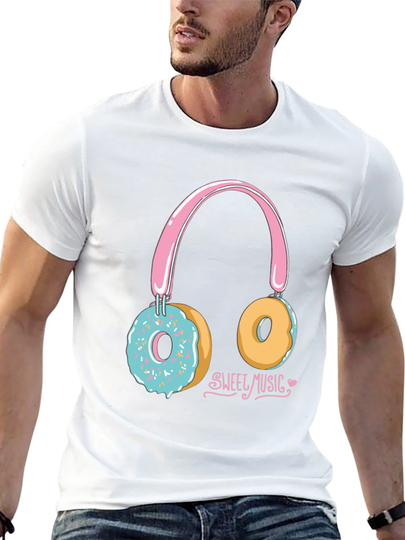 Sweet Music Donut Headphone Graphic Tee - Black