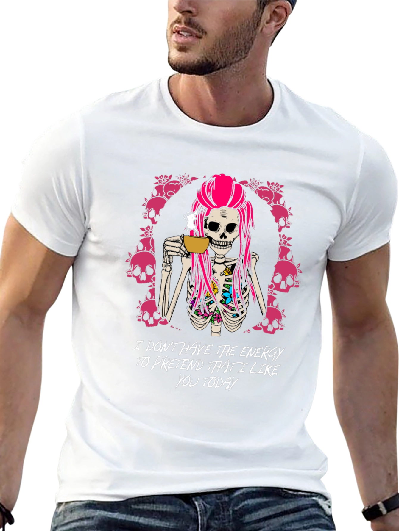 Sarcastic Skeleton Coffee T-Shirt