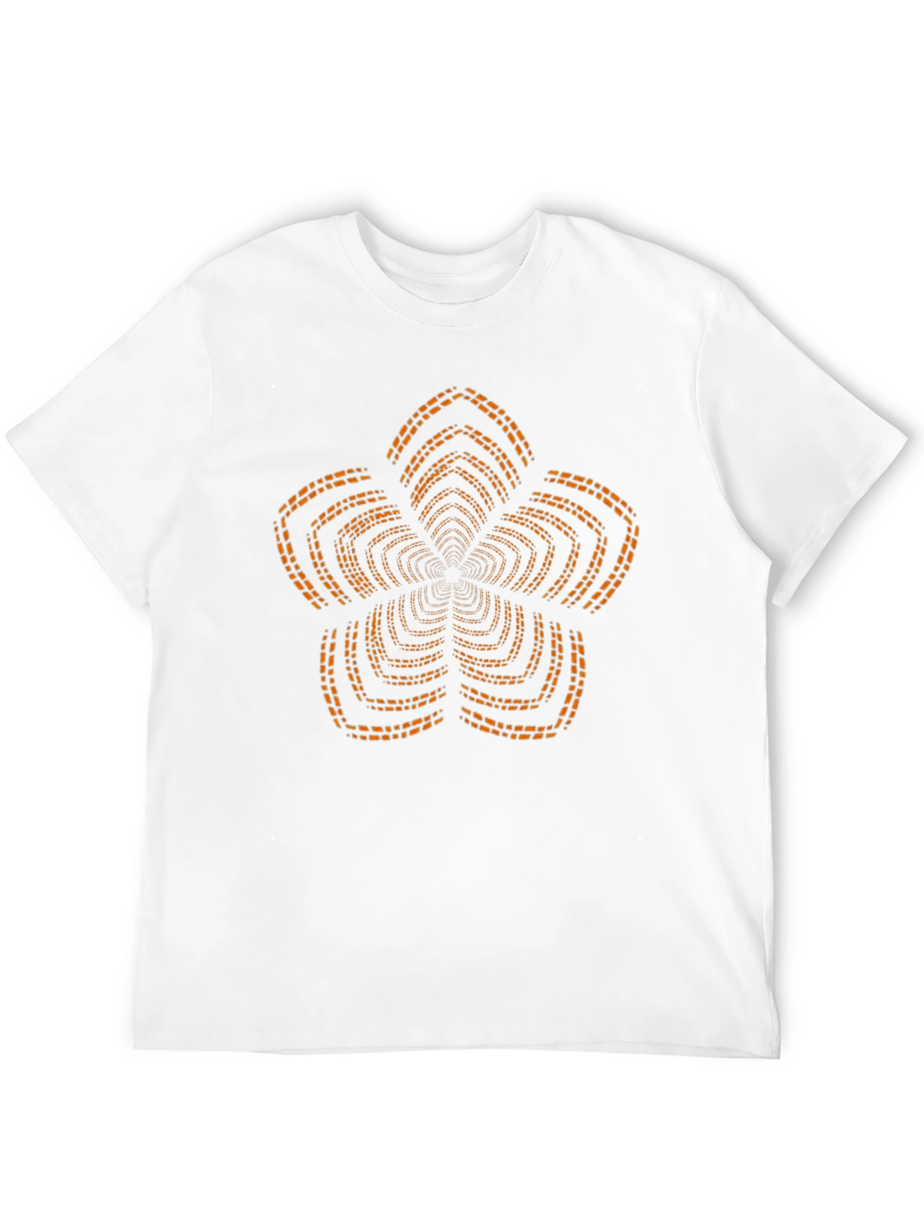 Black T-Shirt with Orange Geometric Floral Print