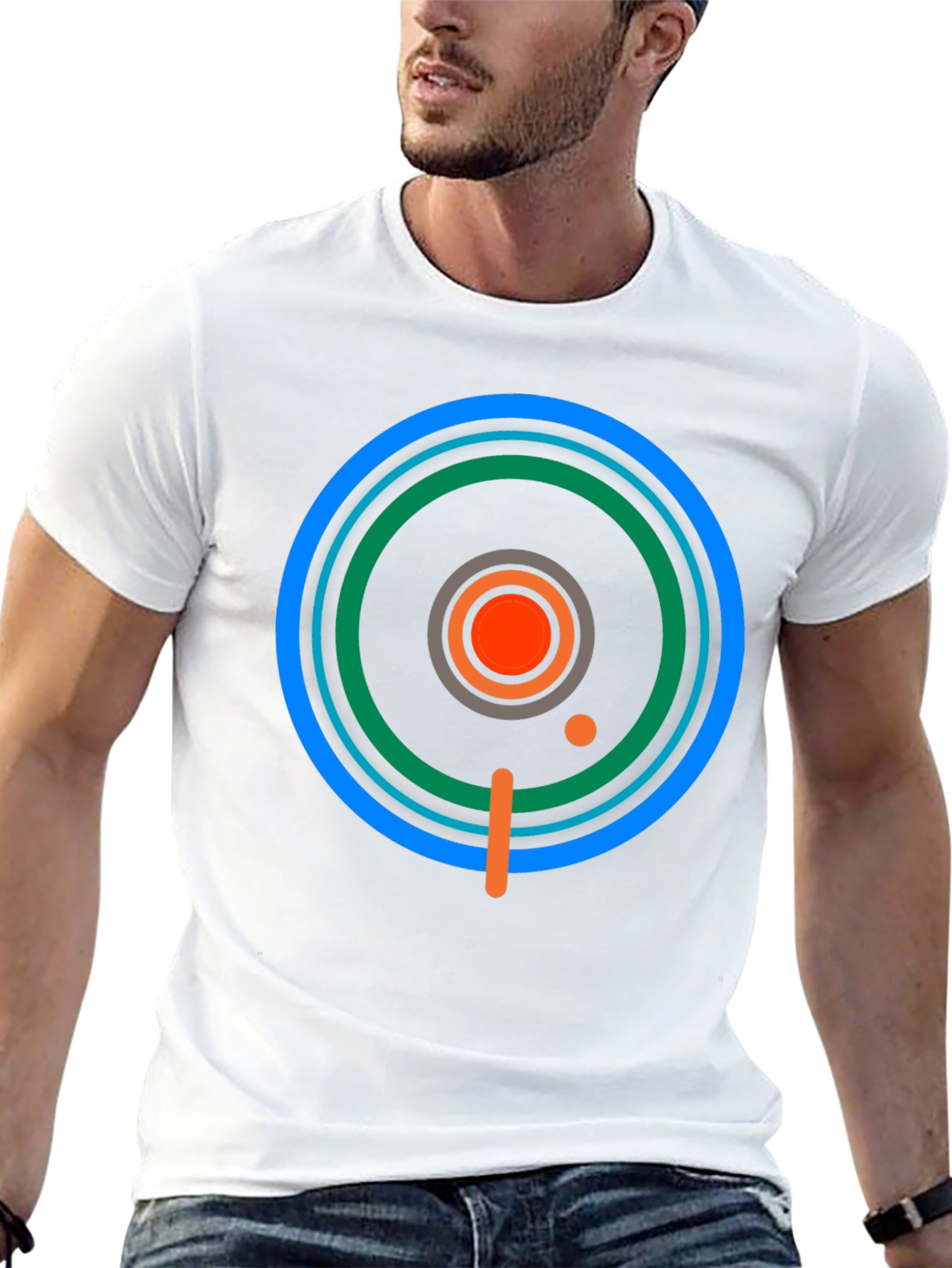Geometric Target Graphic Tee - Stylish Mens Black T-Shirt