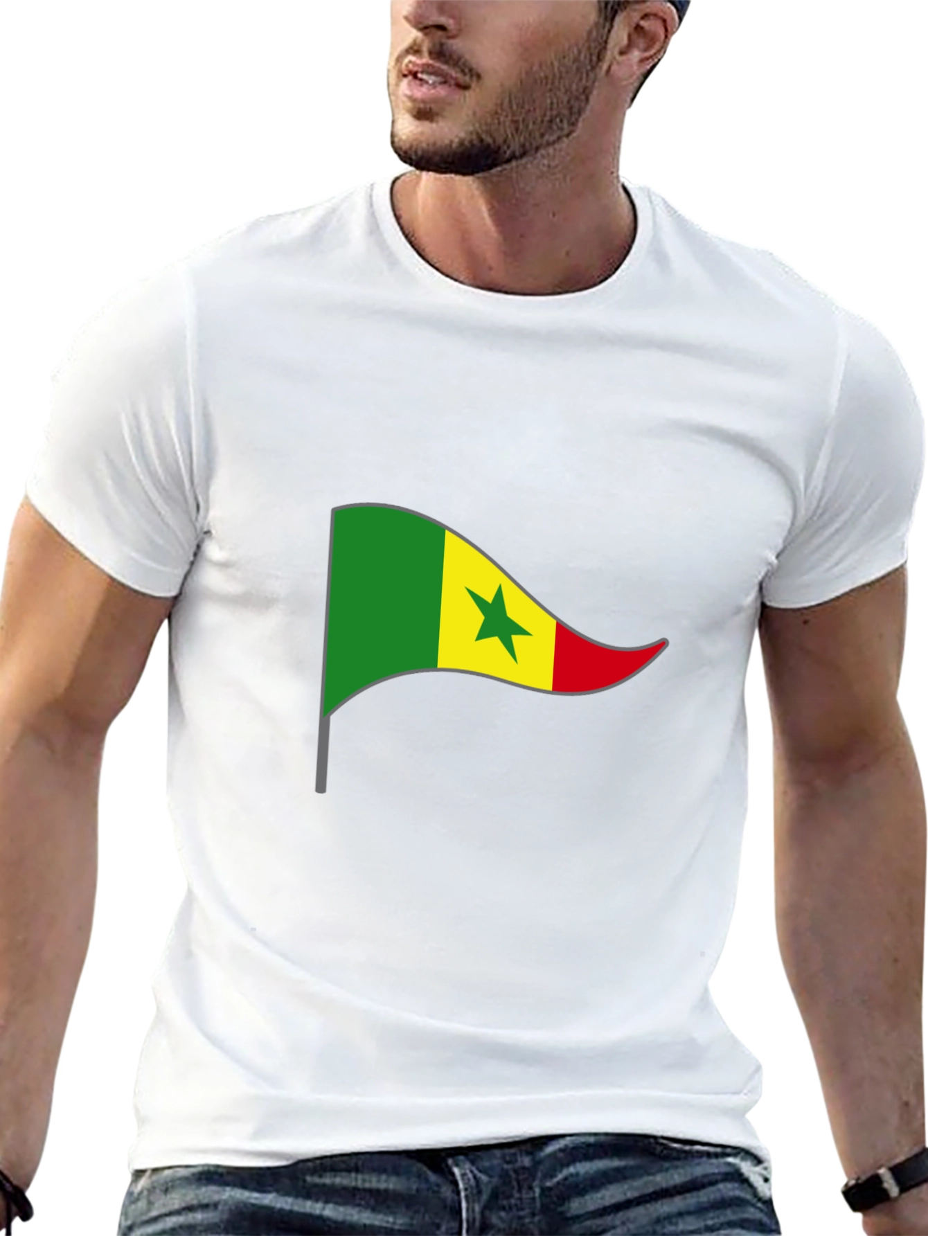 Senegal Flag Graphic Tee - Black T-Shirt
