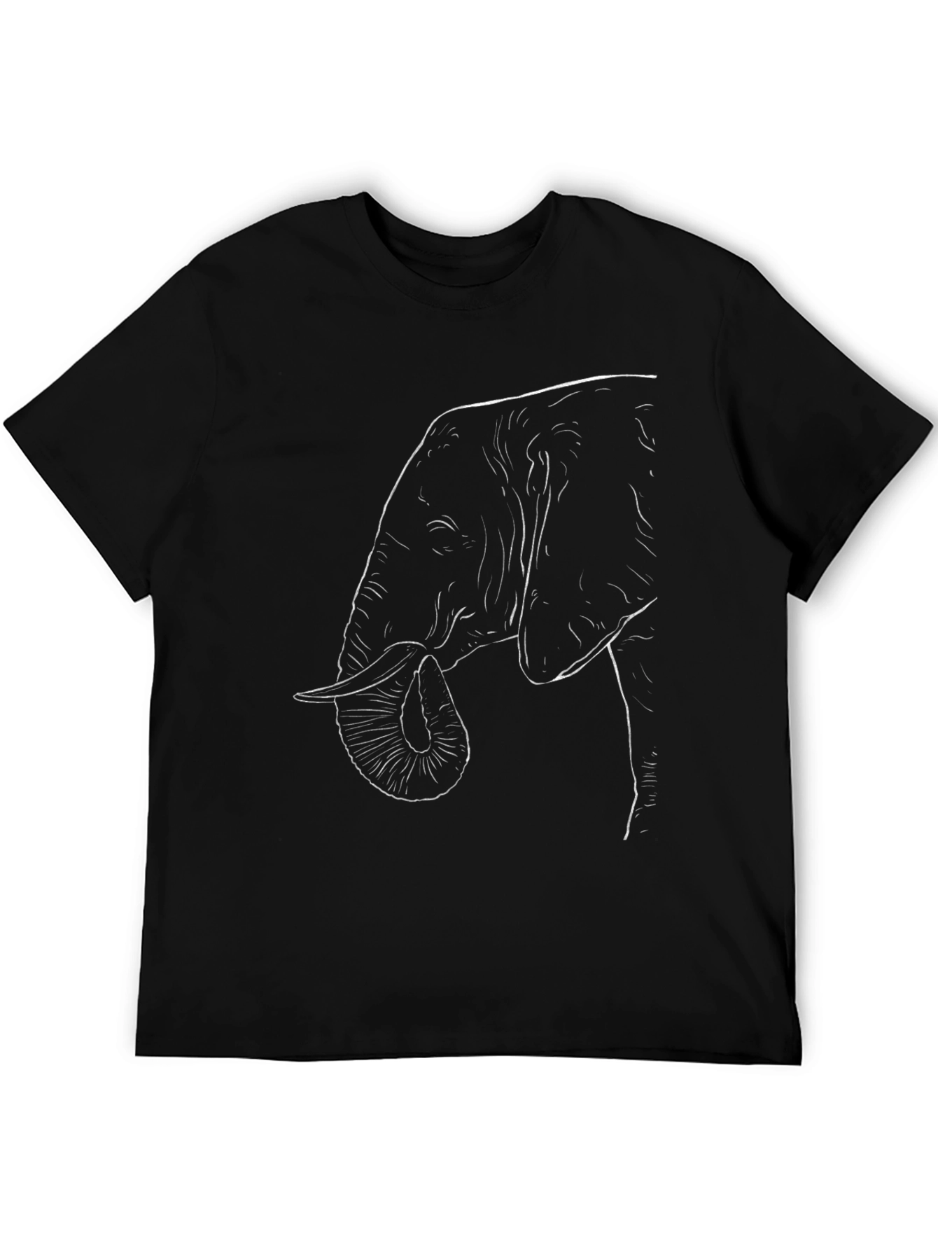 Elephant Outline Graphic Tee - Stylish Black T-Shirt