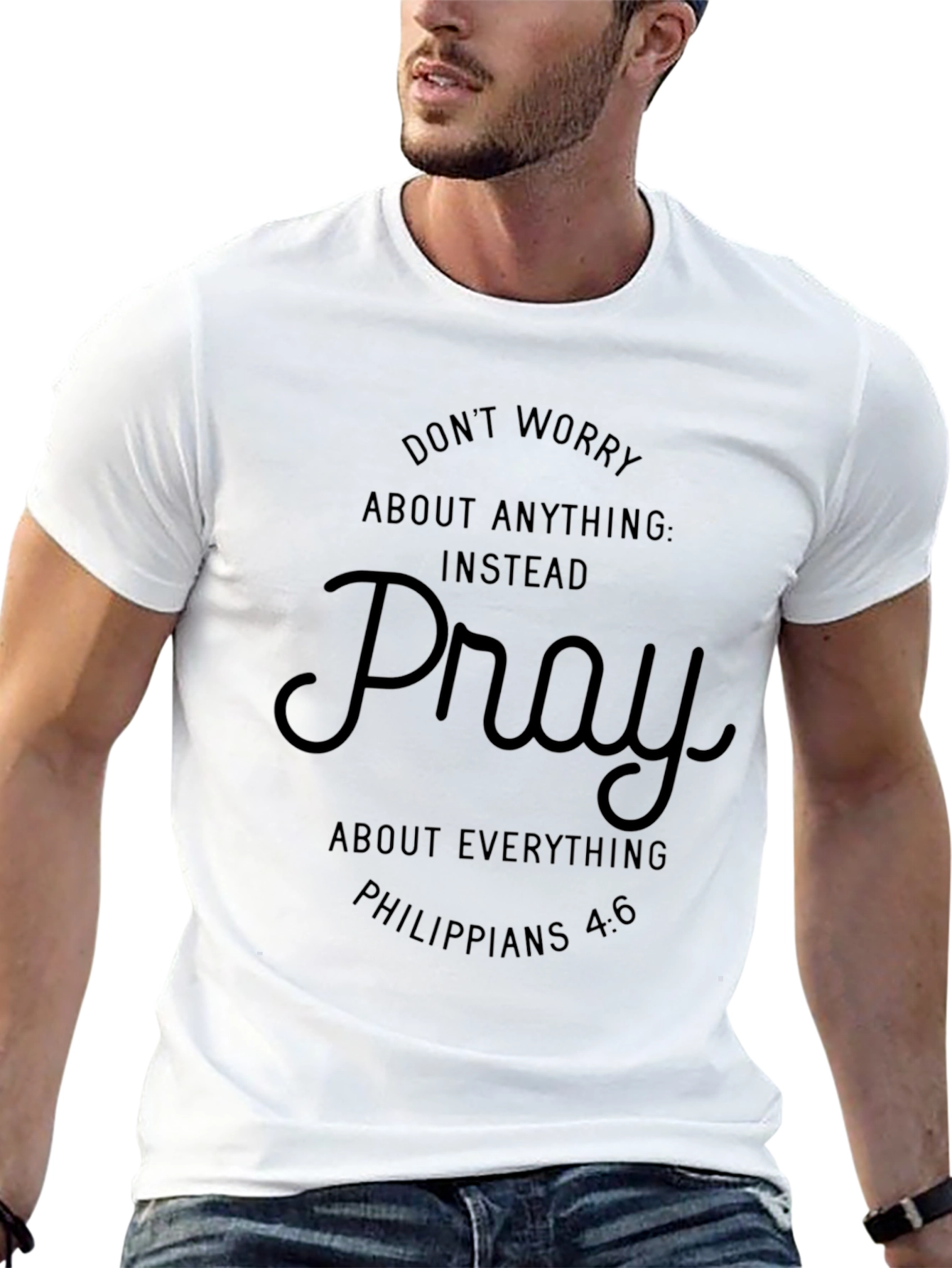 Faith-Inspired Black T-Shirt - Pray Instead